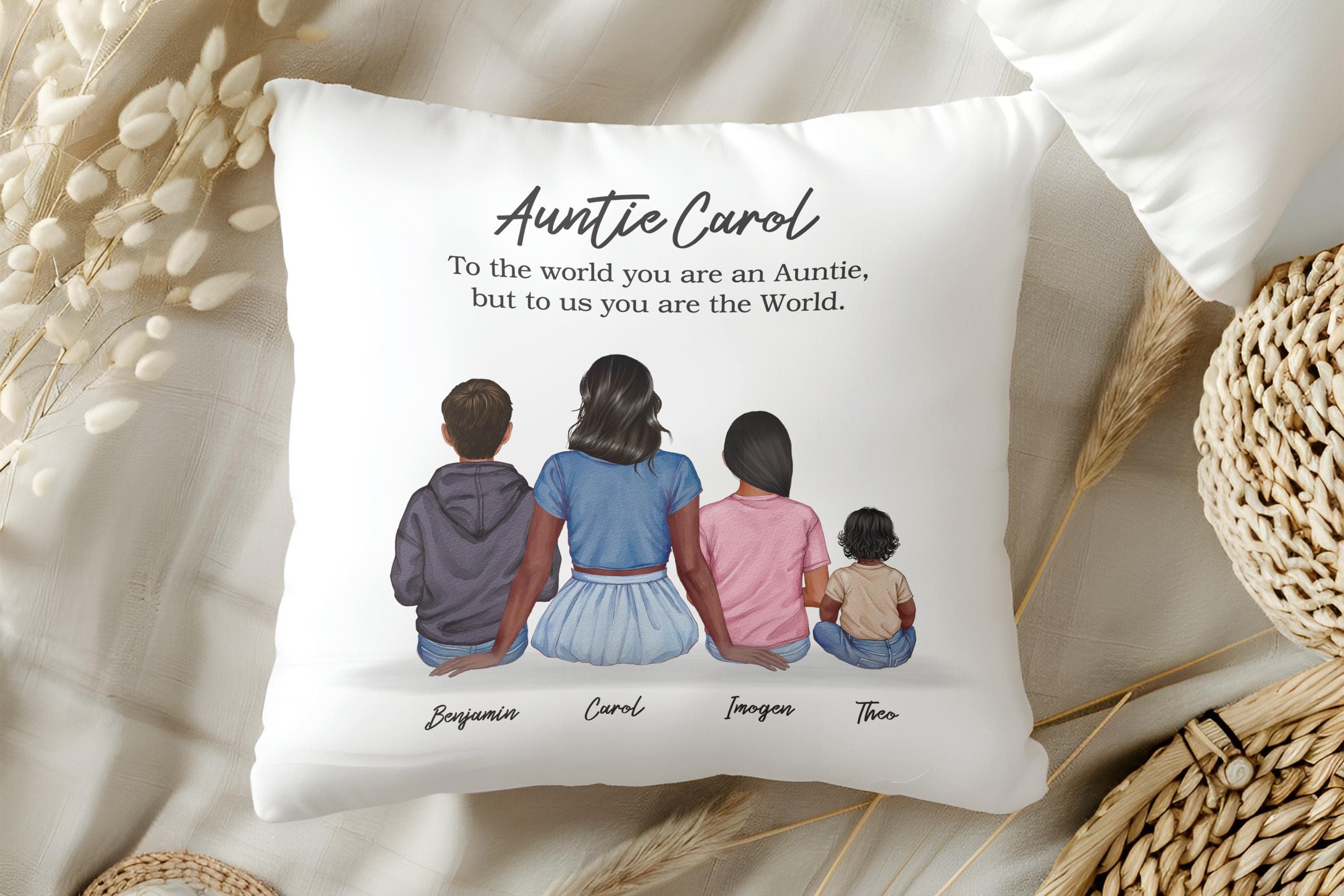 Auntie Gift Personalised Cushion, Best Auntie Gift from Kids, Custom Cushion with Names, Birthday Gift Auntie