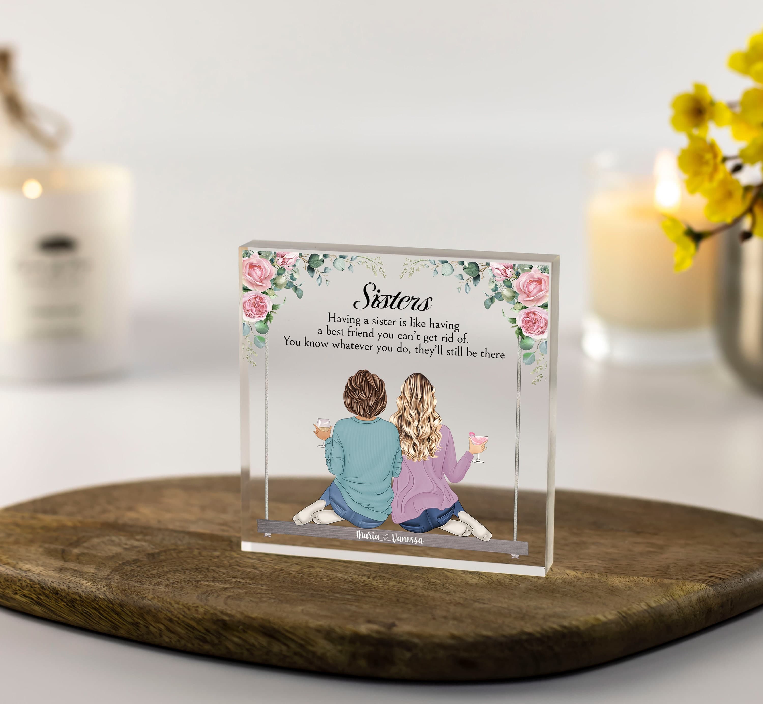 Sister Gift, Personalised Gift, Christmas Gifts, Gifts for Her, Custom Birthday Gift, Gifts for Sisters, 30th 40th 50th 60th Acrylic Block - image 3