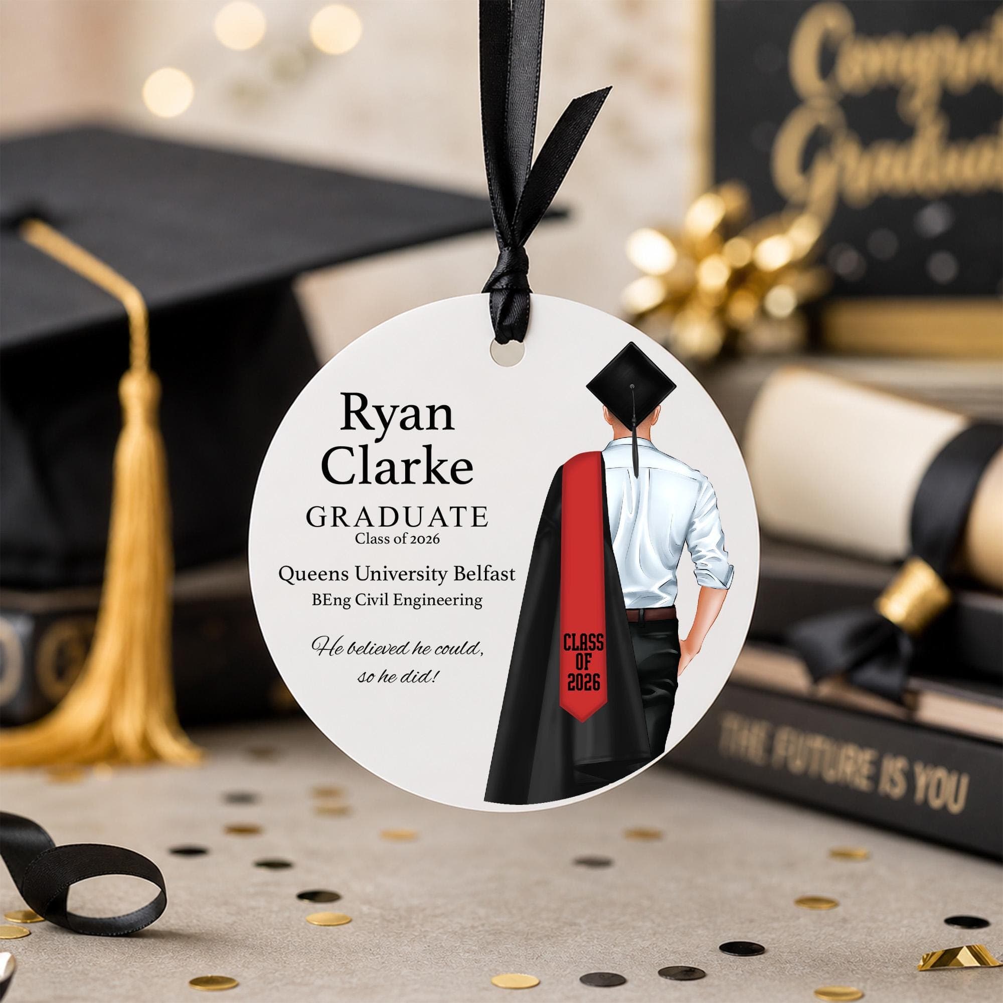 Personalised Male Graduation Ornament, Graduation Gift For Son, Class of 2026 Gift For Him, Custom Graduate Bauble