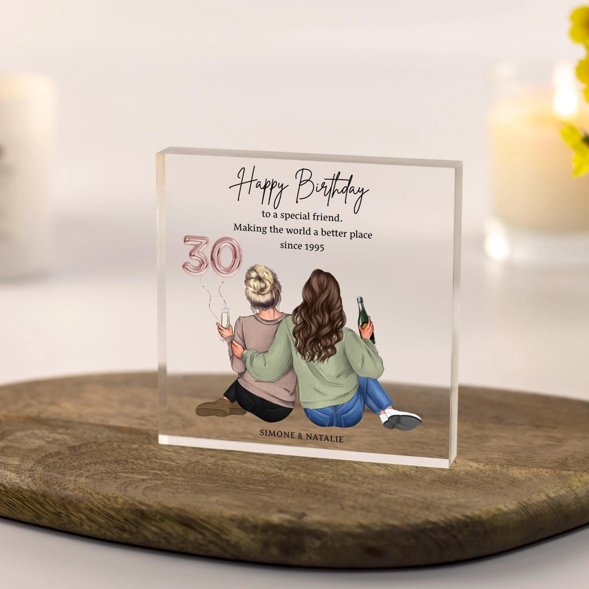 Personalised 30th Birthday Acrylic Block | Custom Gift for Sister, Friend or Daughter | Milestone Keepsake