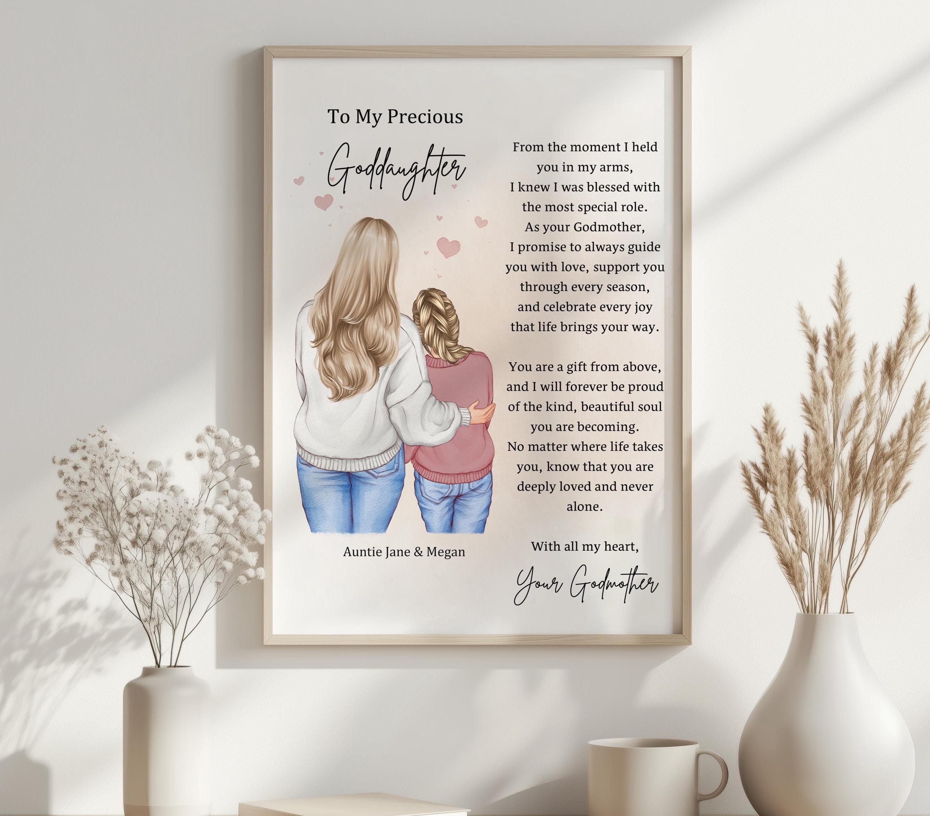 Personalised Goddaughter Print from Godmother – Custom Illustrated Gift with Message