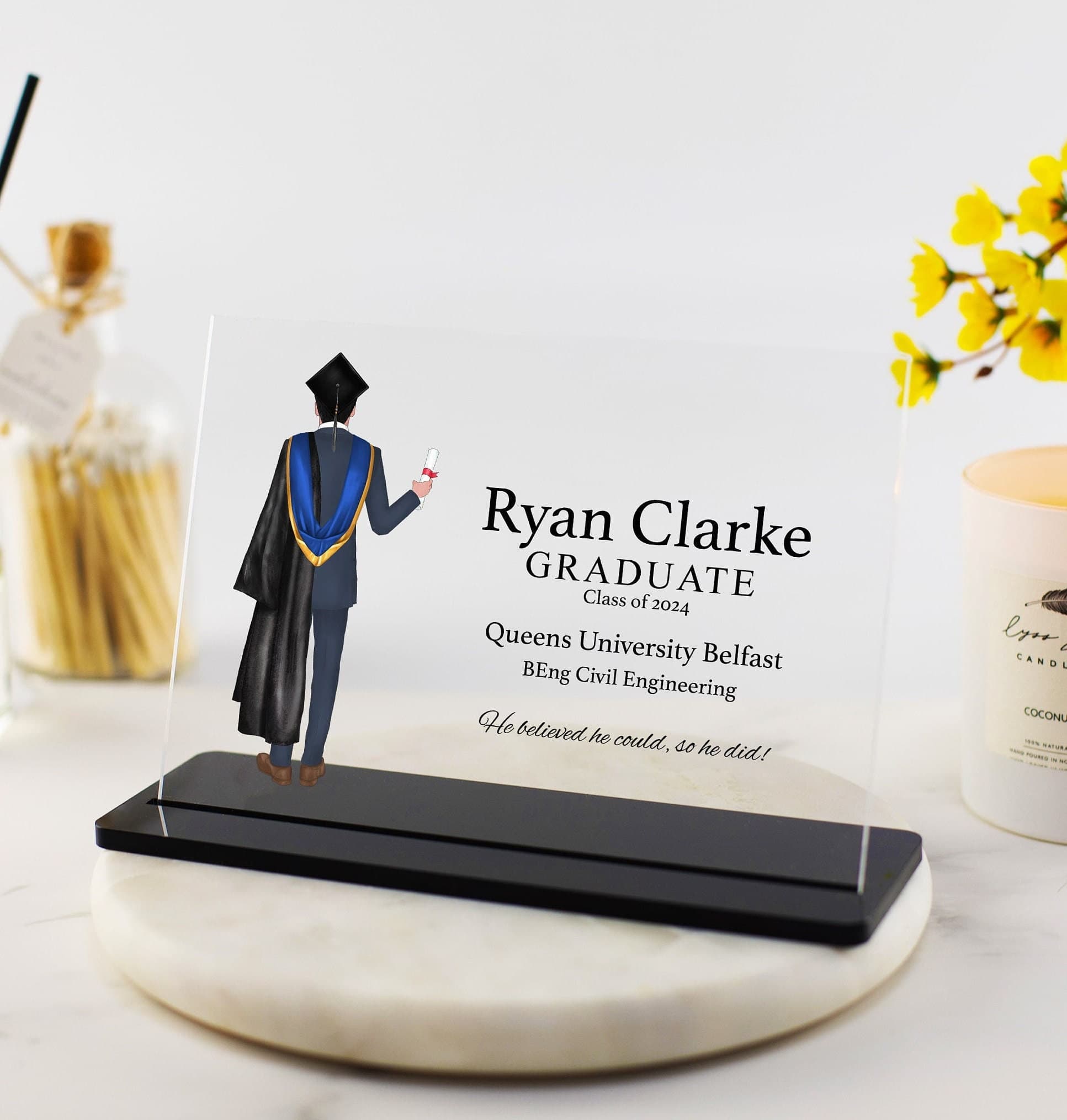 Male Graduation Gift, Personalised Grad Print, Congratulations, Class of 2024 2025 Any Year Gift for Son, Grandson, Custom Acrylic Plaque