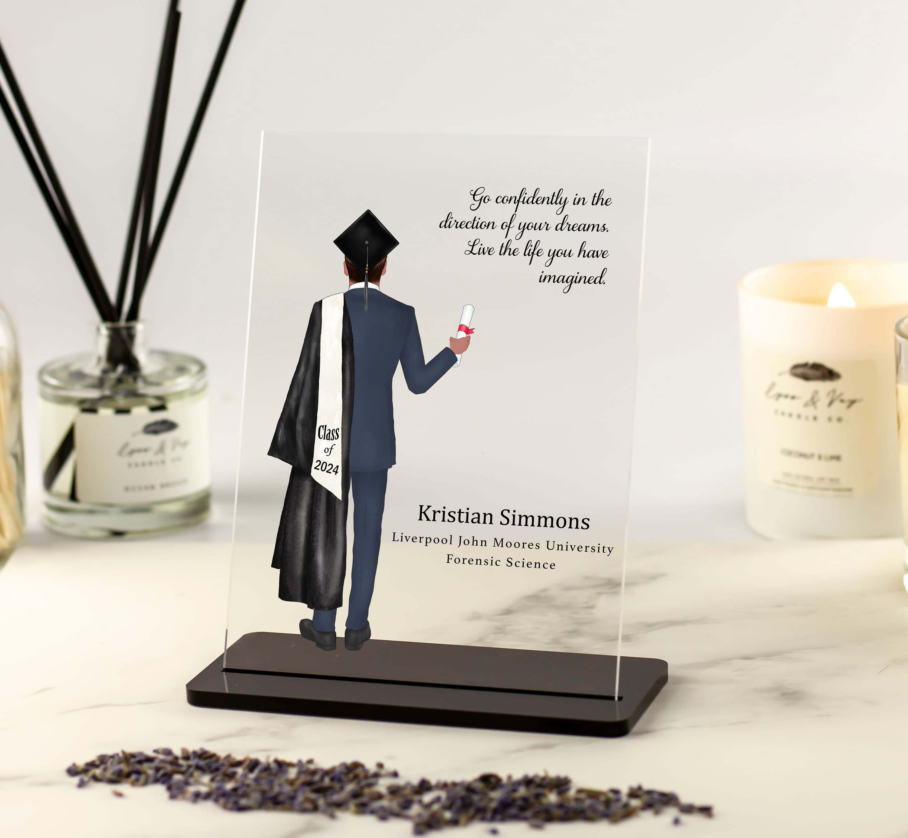 Graduation Gift for Him, Personalised Grad Gift, Congratulations Gift, Class of 2021 2022 Gift for Son, Grandson, Graduation Acrylic Plaque