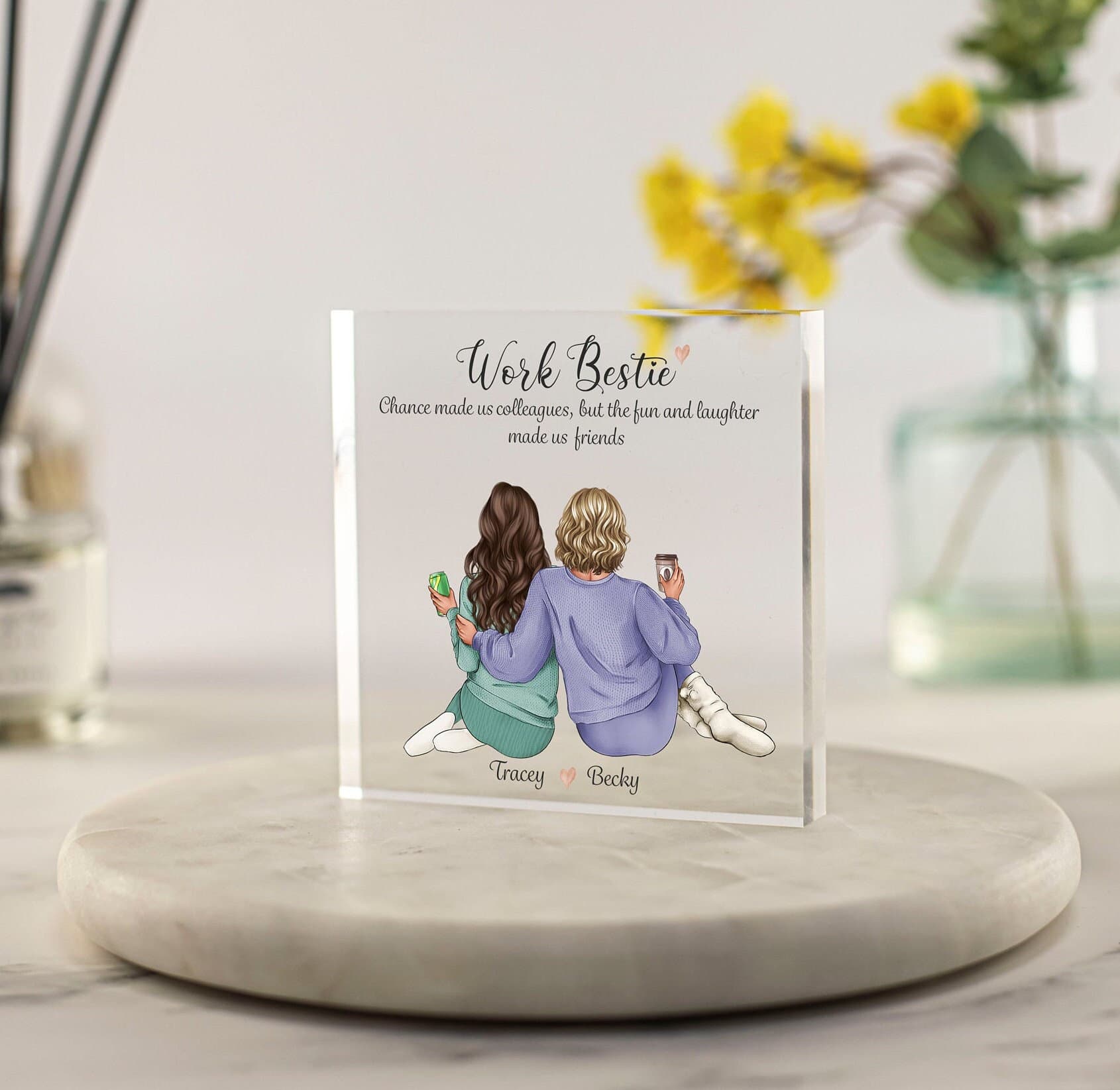Work Bestie Gift, Custom Print, Coworker, Work Wife Gift, Birthday, Christmas, Thank you Gift for Her, Best Friend Print Acrylic Block
