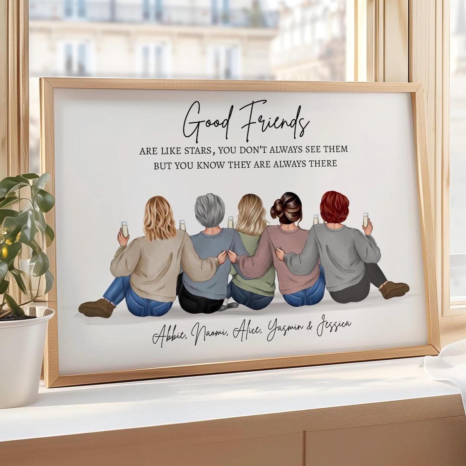 Personalised Group Friendship Print – Besties, Family or Roommates Custom Wall Art Gift
