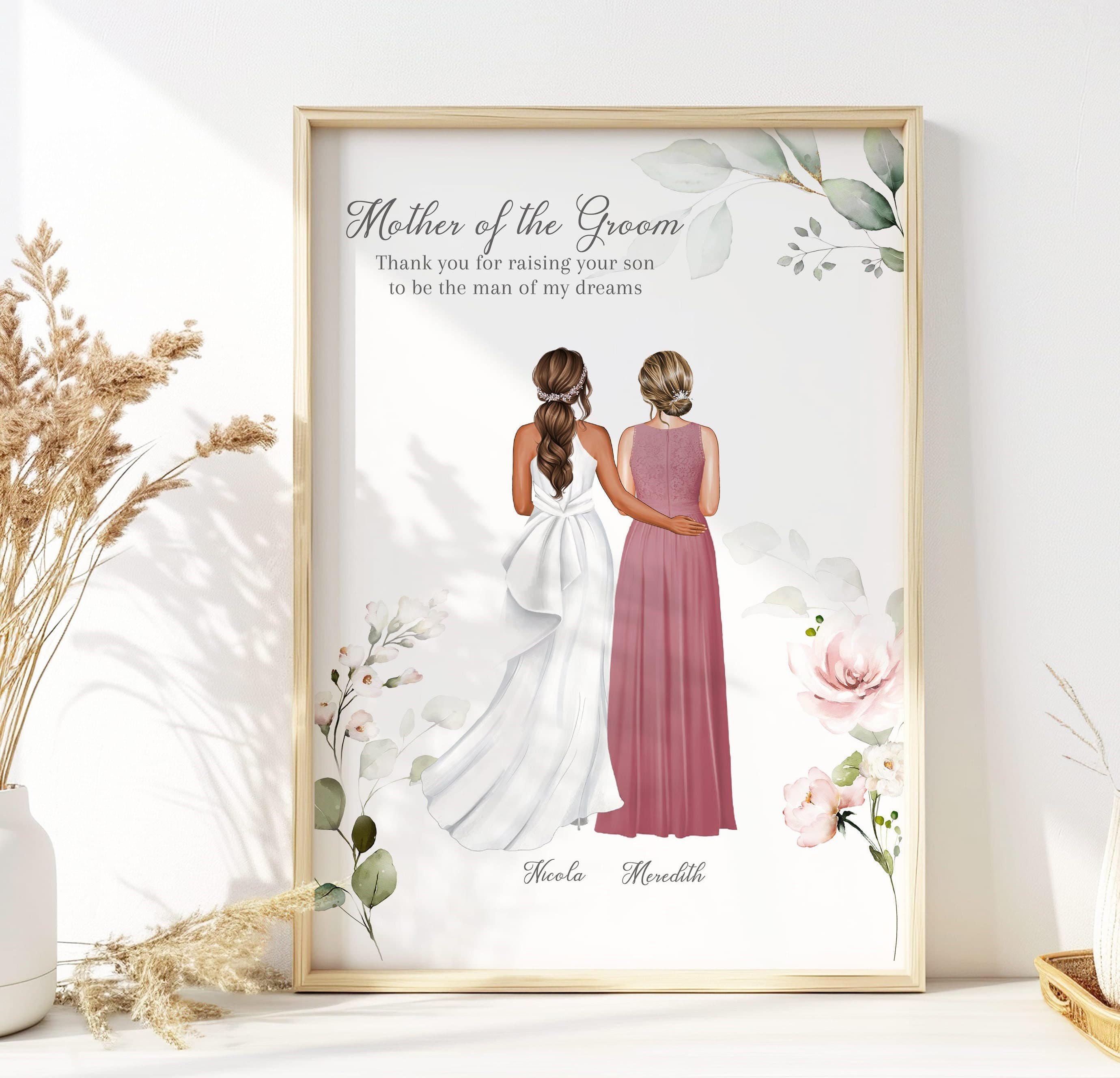 To My Mother In Law On My Wedding Day Personalised Gift from Bride, Mother of the Groom Gift, Thank you Wedding Gifts, Custom Portrait Print