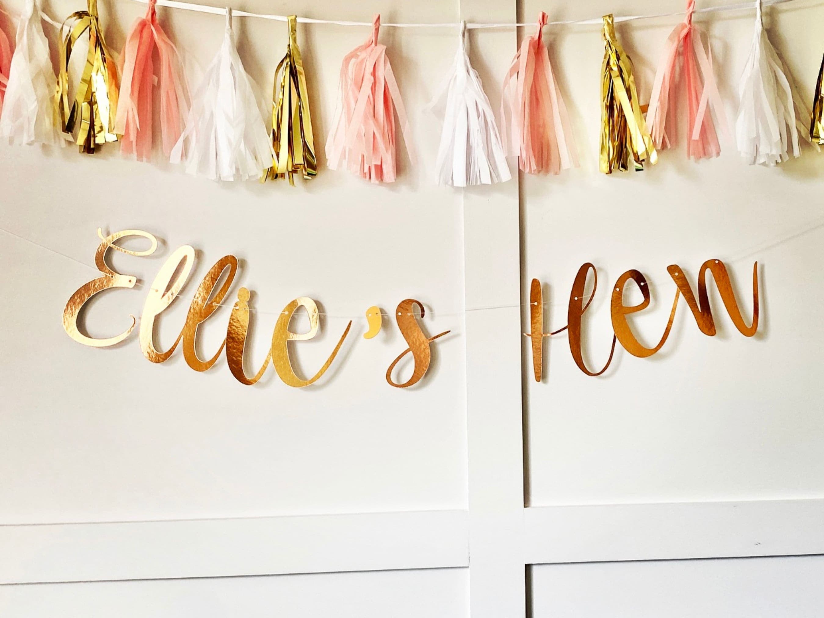 Rose Gold Personalised Hen Party Banner, Bridal Bunting, Rose Gold Hen Do, Rose Gold Hen Party Garland, Team Bride, Mrs to be banner - image 3