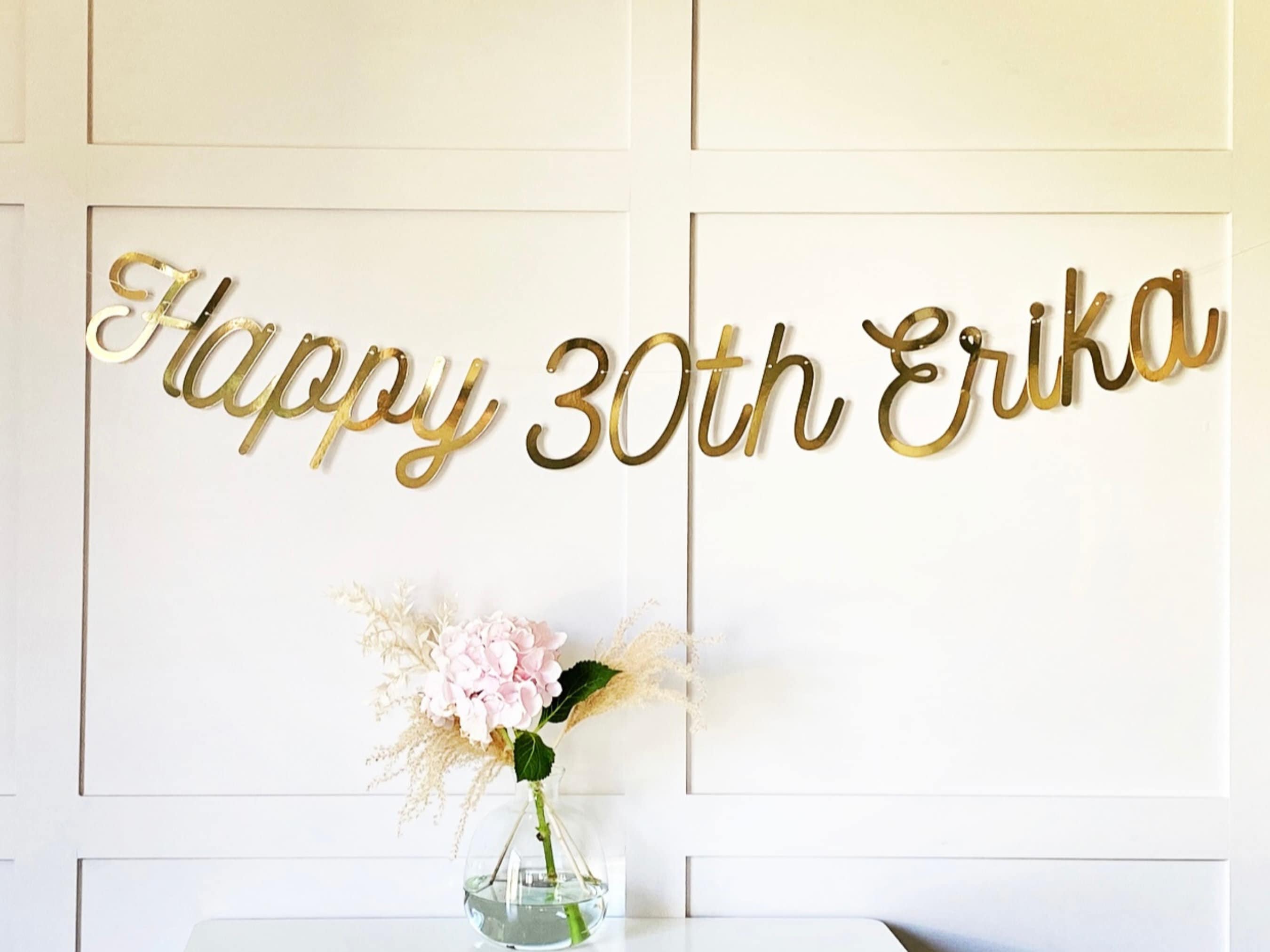 Gold Personalised (any age/colour) 30th Birthday Banner, Turning 30 Banner, 30th Birthday Bunting, Gold Banner, Birthday Sign, 30th Birthday