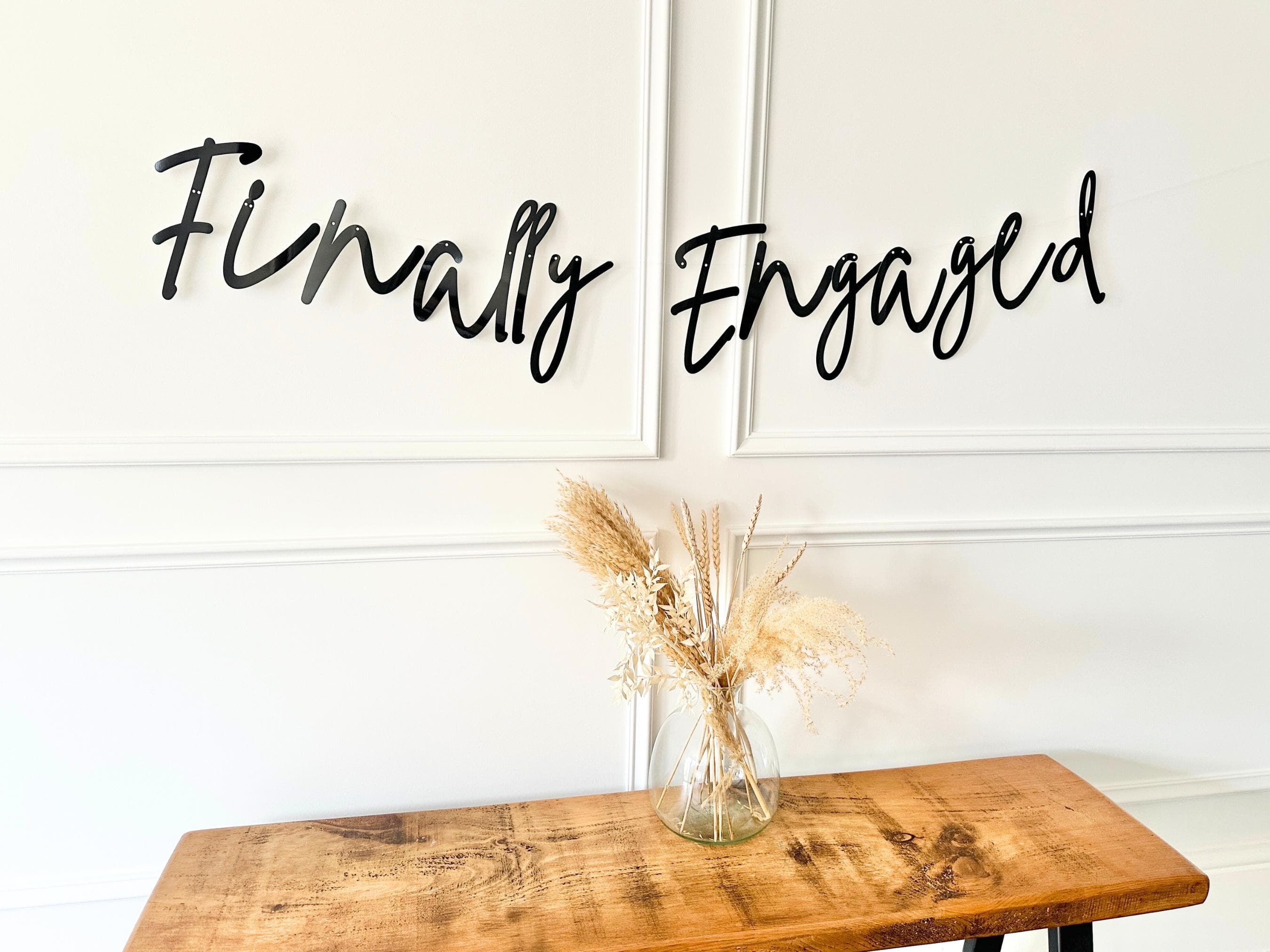 Engagement Banner: Metallic Gold 'Finally Engaged' Bunting
