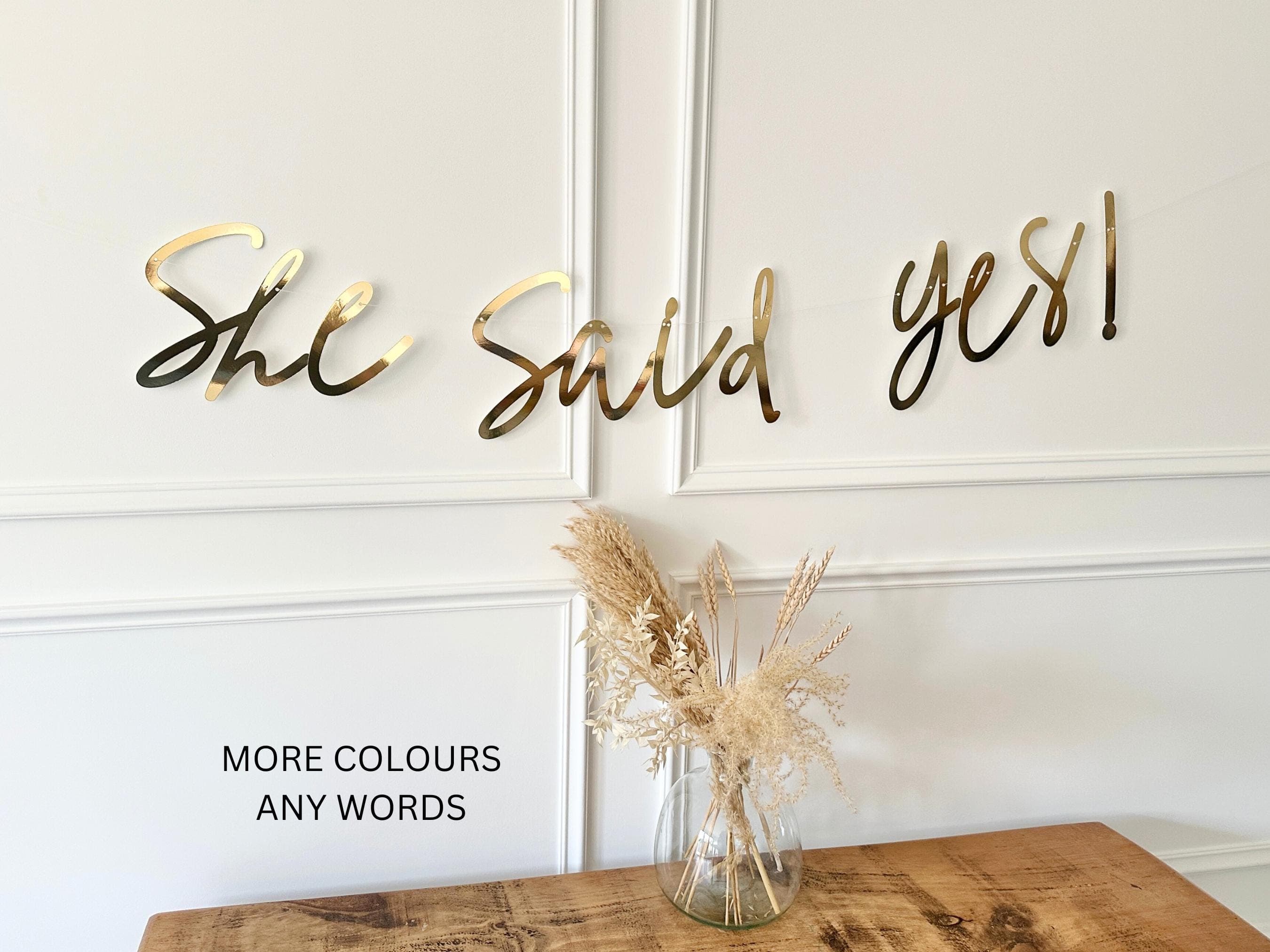 Personalised Hen Party Banner, Bridal Bunting, Hen Do Backdrop Garland, Team Bride, Mrs to be, Miss to Mrs, Hen Sign, She Said Yes