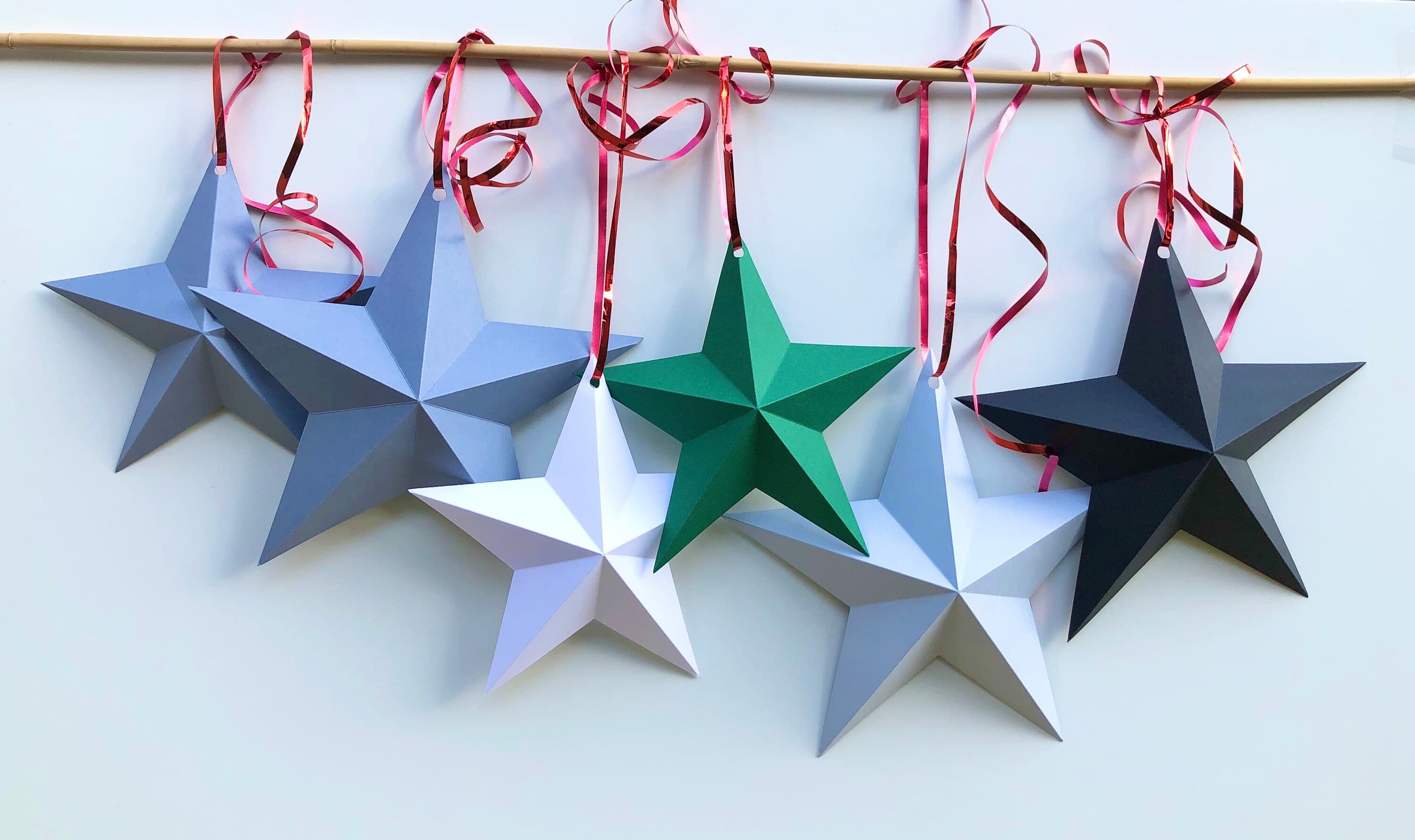 Christmas Stars, 3D Paper Christmas Stars, 5 Point Stars, Hanging Stars, 3D Stars, Scandi Stars, Christmas Decor, 100% Eco