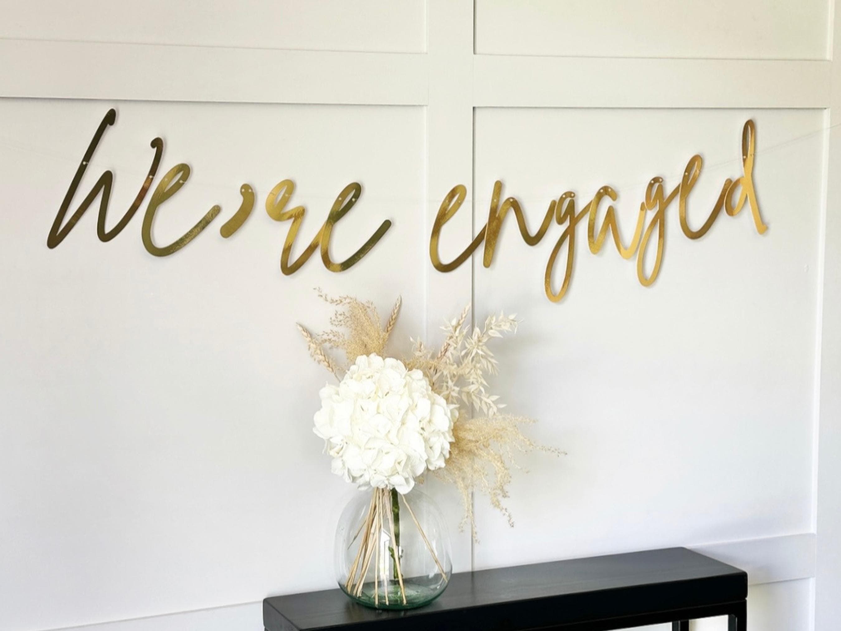 Engagement Banner: Metallic Gold 'Finally Engaged' Bunting - image 4