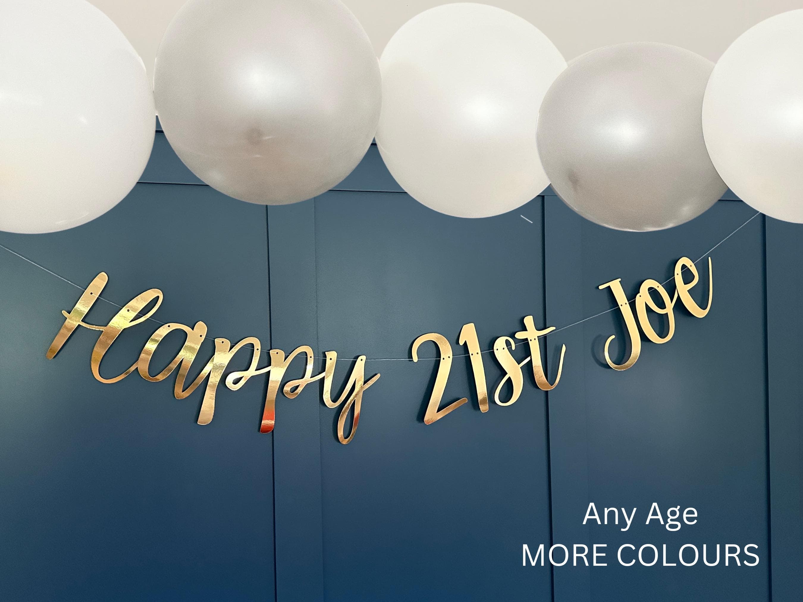 Personalised (any age/colour) 21st Birthday Banner, Turning 21 Banner, 21st Birthday Bunting, 21st Sign, Backdrop Birthday Sign, Black Sign