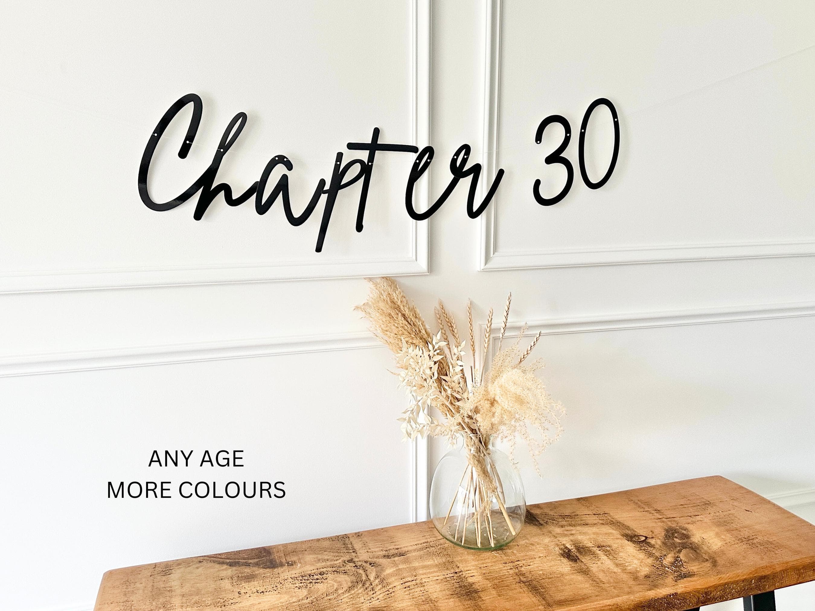 Birthday Sign (any age/colour) 30th Birthday Banner, Turning 30 Banner, 30th Birthday Bunting, Gold Banner, Birthday Decor, Chapter 30 Sign