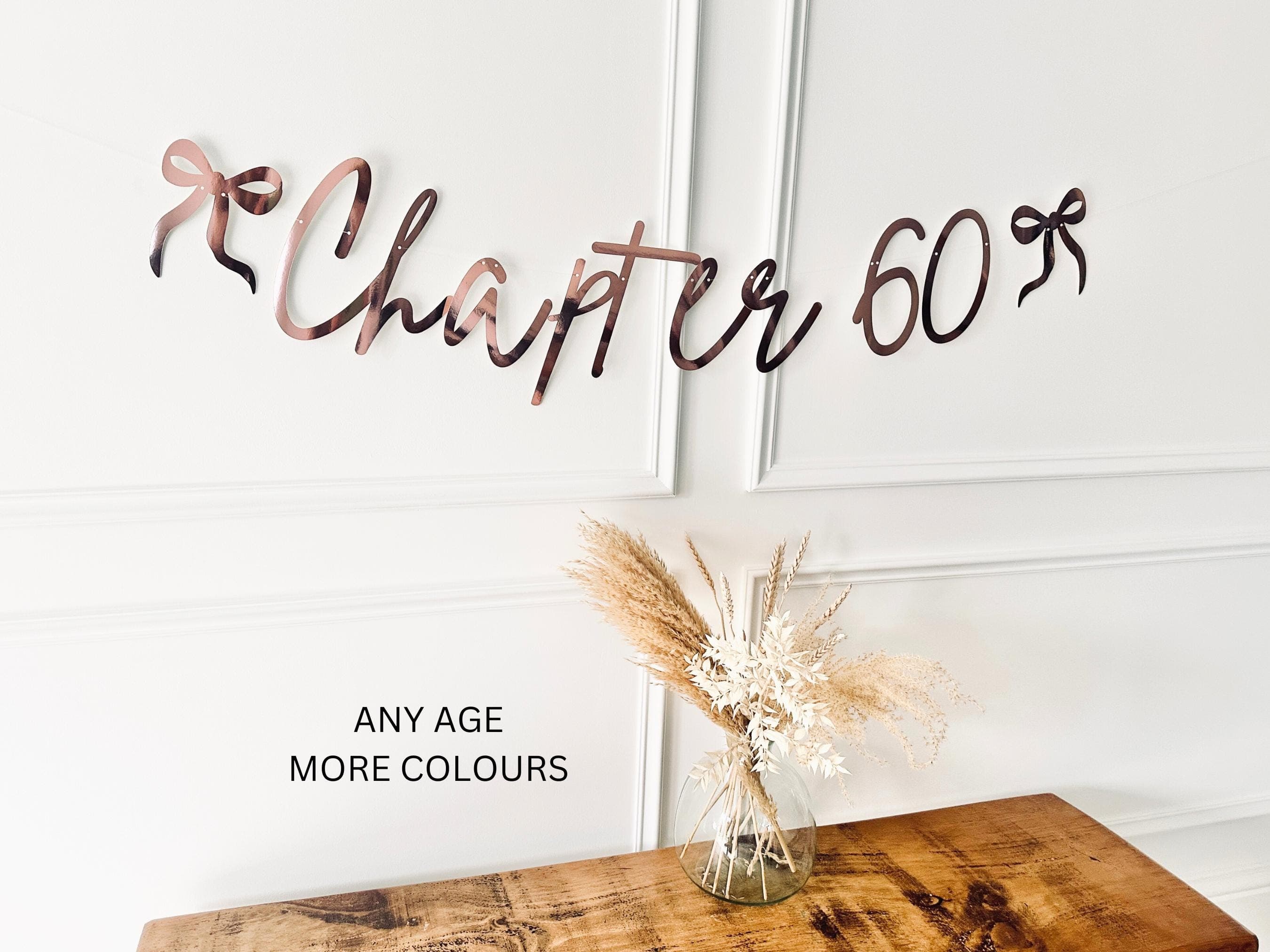 Birthday Sign (any age/colour) 60th Birthday Banner, Turning 60 Banner, 60th Birthday Bunting, Gold Banner, Birthday Decor, Chapter 60 Sign