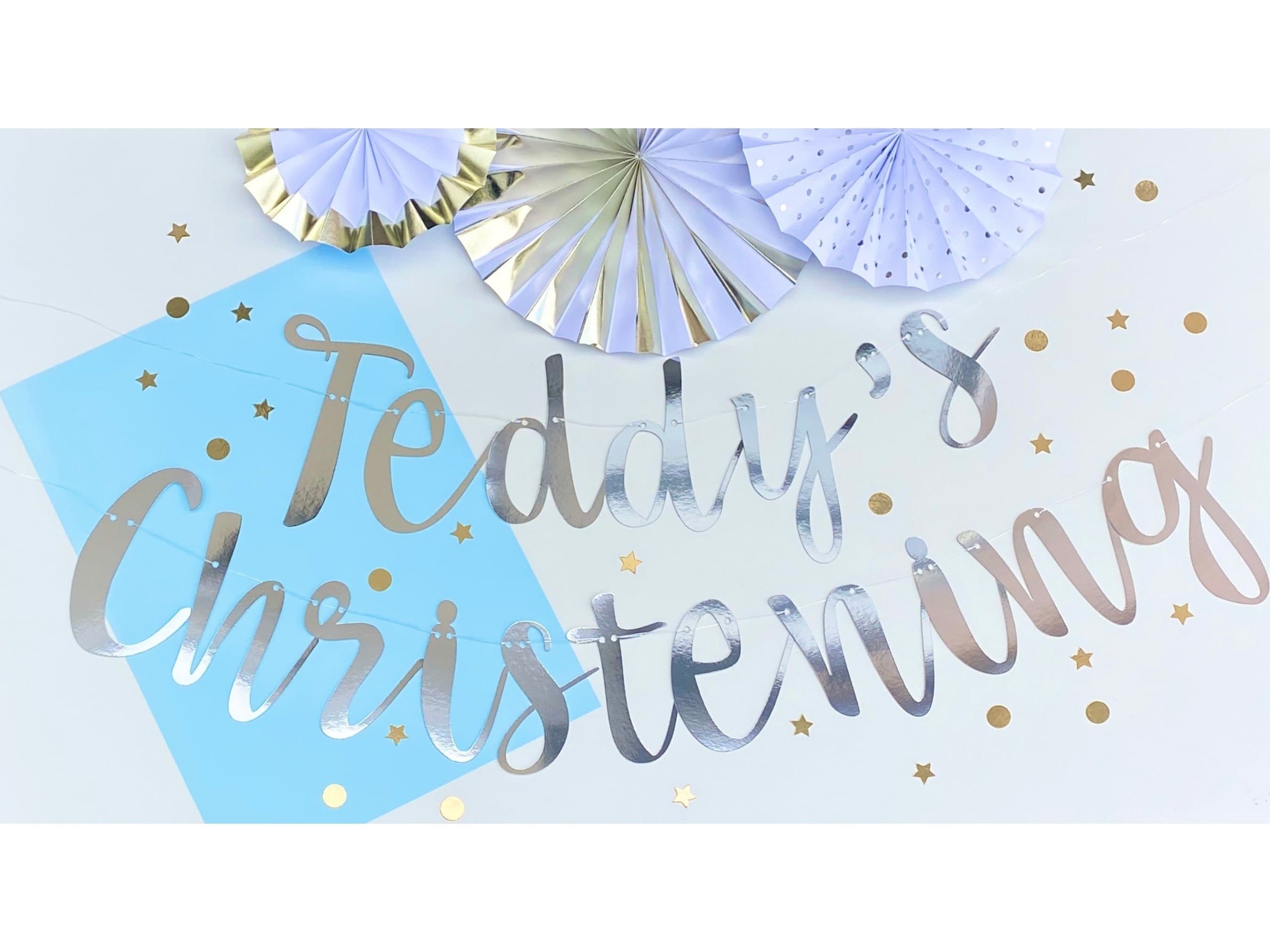 Personalized Christening Banner: Metallic Card Stock, Any Color
