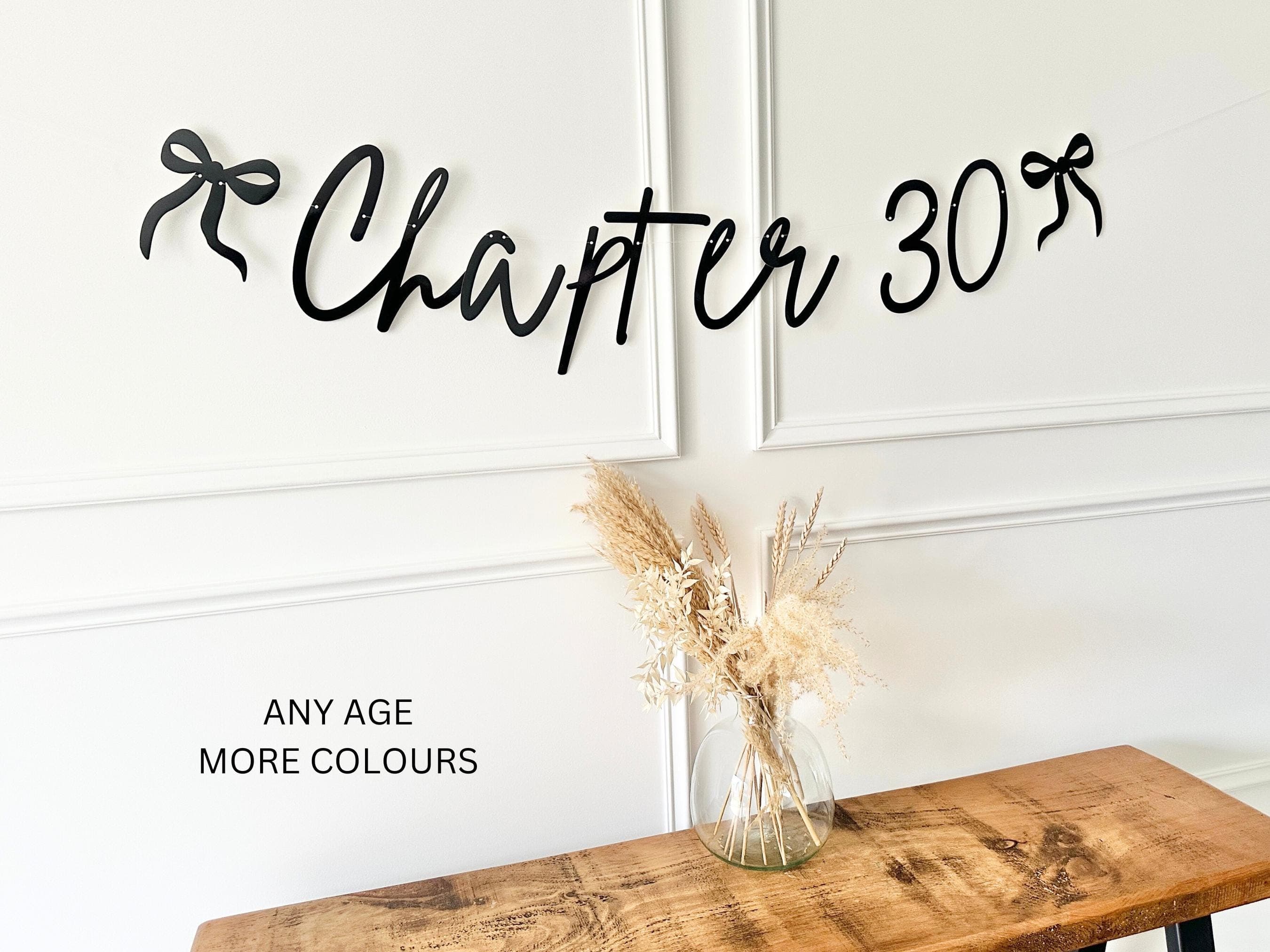 Birthday Sign (any age/colour) 30th Birthday Banner, Turning 30 Banner, 30th Birthday Bunting, Gold Banner, Birthday Decor, Chapter 30 Sign