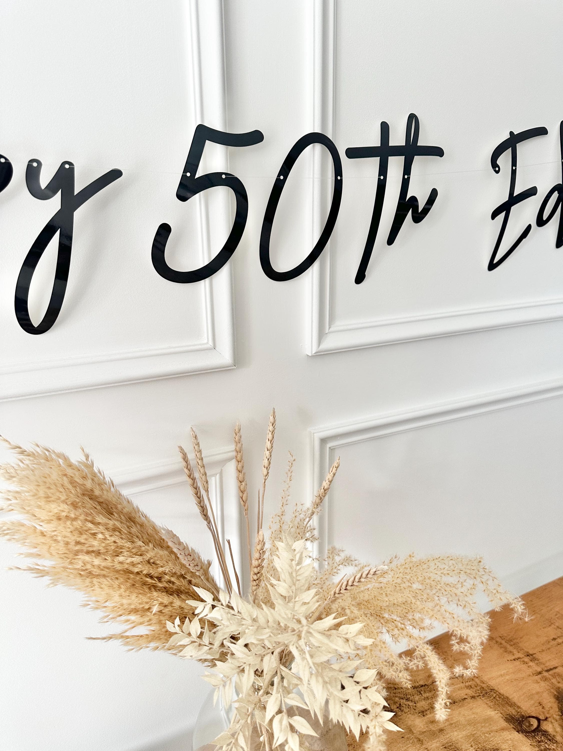 Personalised (any age/colour) 50th Birthday Banner, Turning 50 Banner, 50th Birthday Bunting, 50th Sign, Backdrop Birthday Sign, Black Sign - image 3