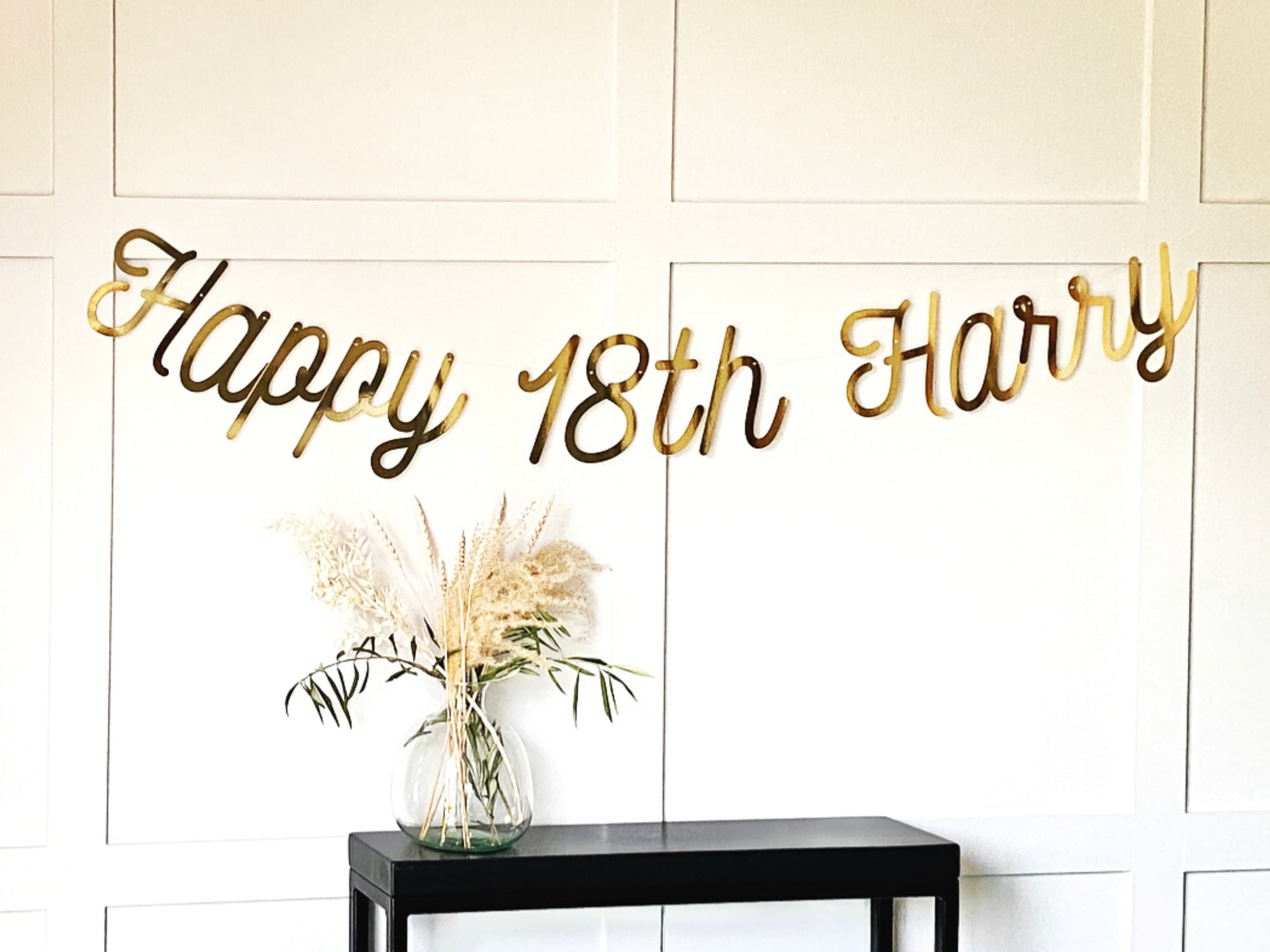 Gold Personalised (any age/colour) 18th Backdrop, Turning 18 Banner, 18th Birthday Bunting, Gold Banner, Birthday Sign, 18th Birthday - image 3