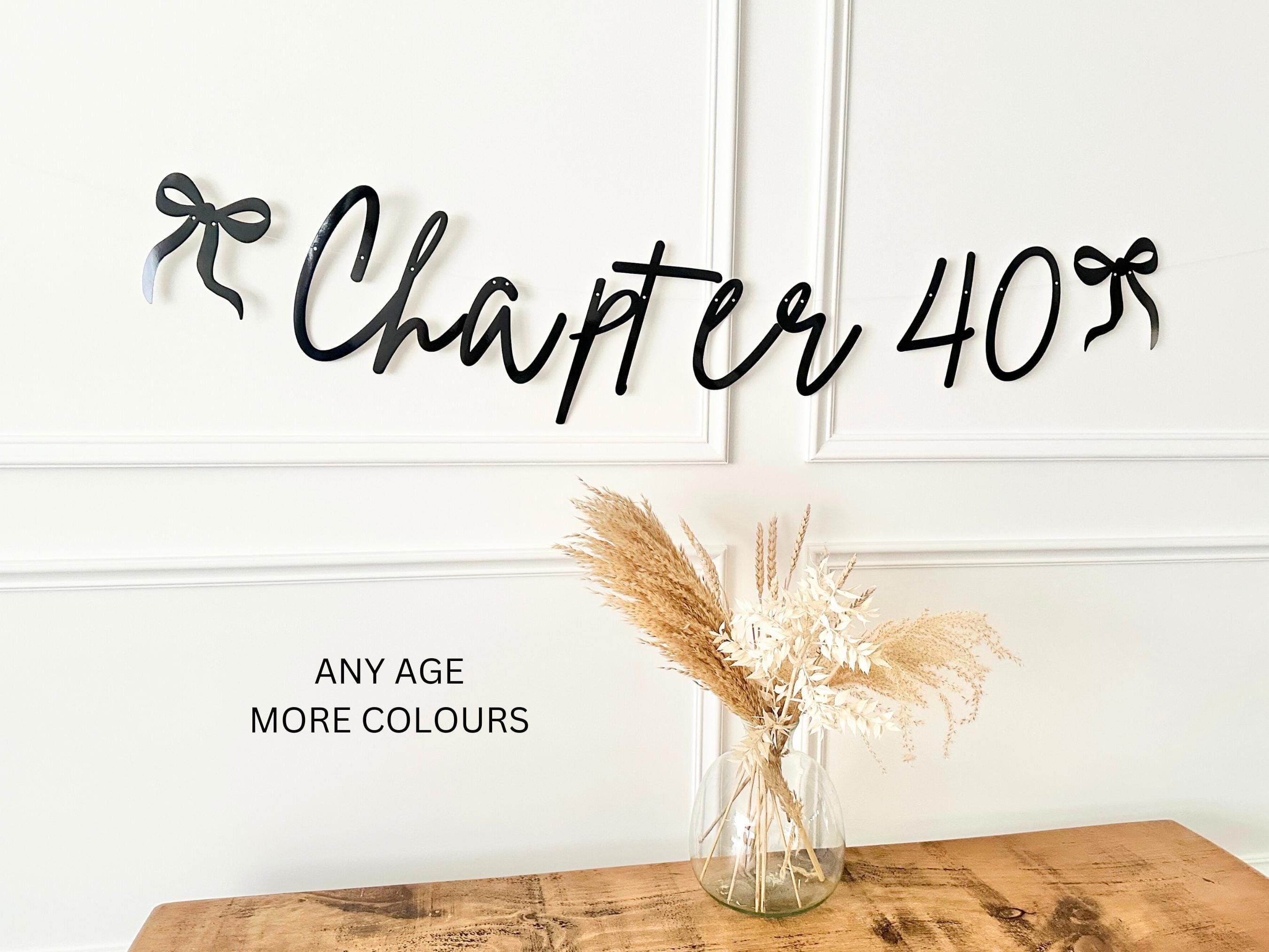 Birthday Sign (any age/colour) 40th Birthday Banner, Turning 40 Banner, 40th Birthday Bunting, Gold Banner, Birthday Decor, Chapter 40 Sign