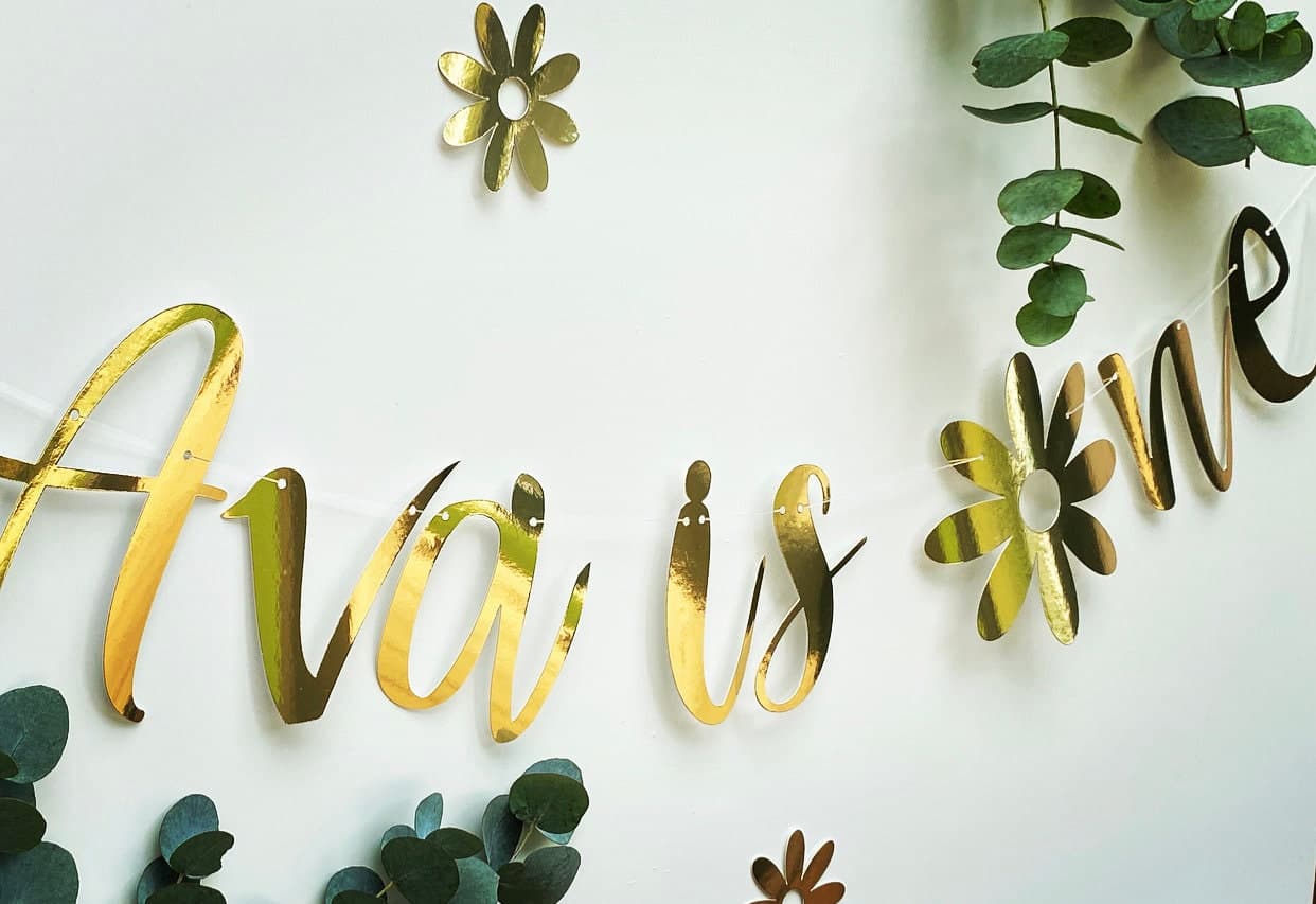 Gold Personalised (any age/colour) 1st Birthday Banner, Turning One Banner, First Birthday Bunting, Gold Banner, Daisy Banner - image 5