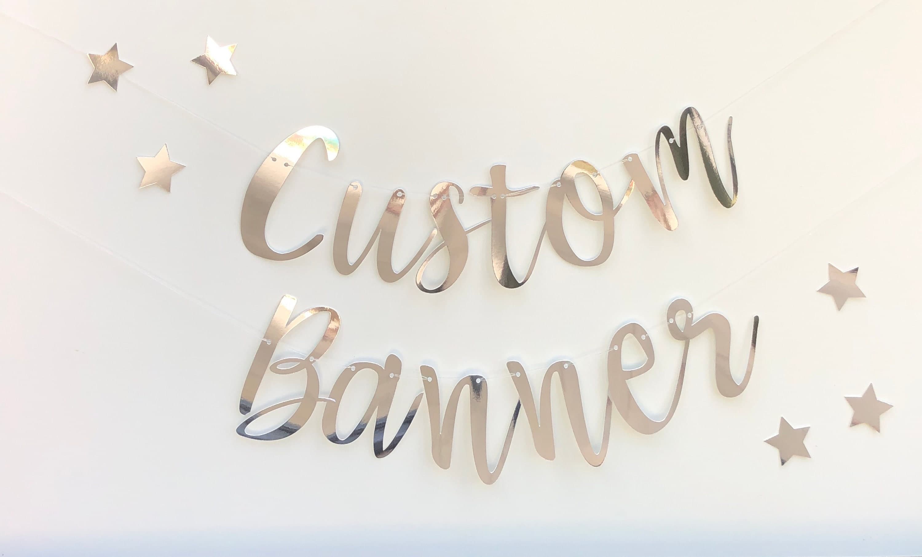 Custom Banner, Silver Custom Banner, Custom Bunting, Birthday Banner, Silver Name Bunting, Personalised Sign Backdrop