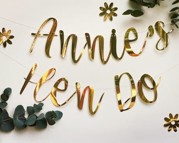 Personalized Rose Gold Hen Do Banner: Metallic Party Garland - image 4