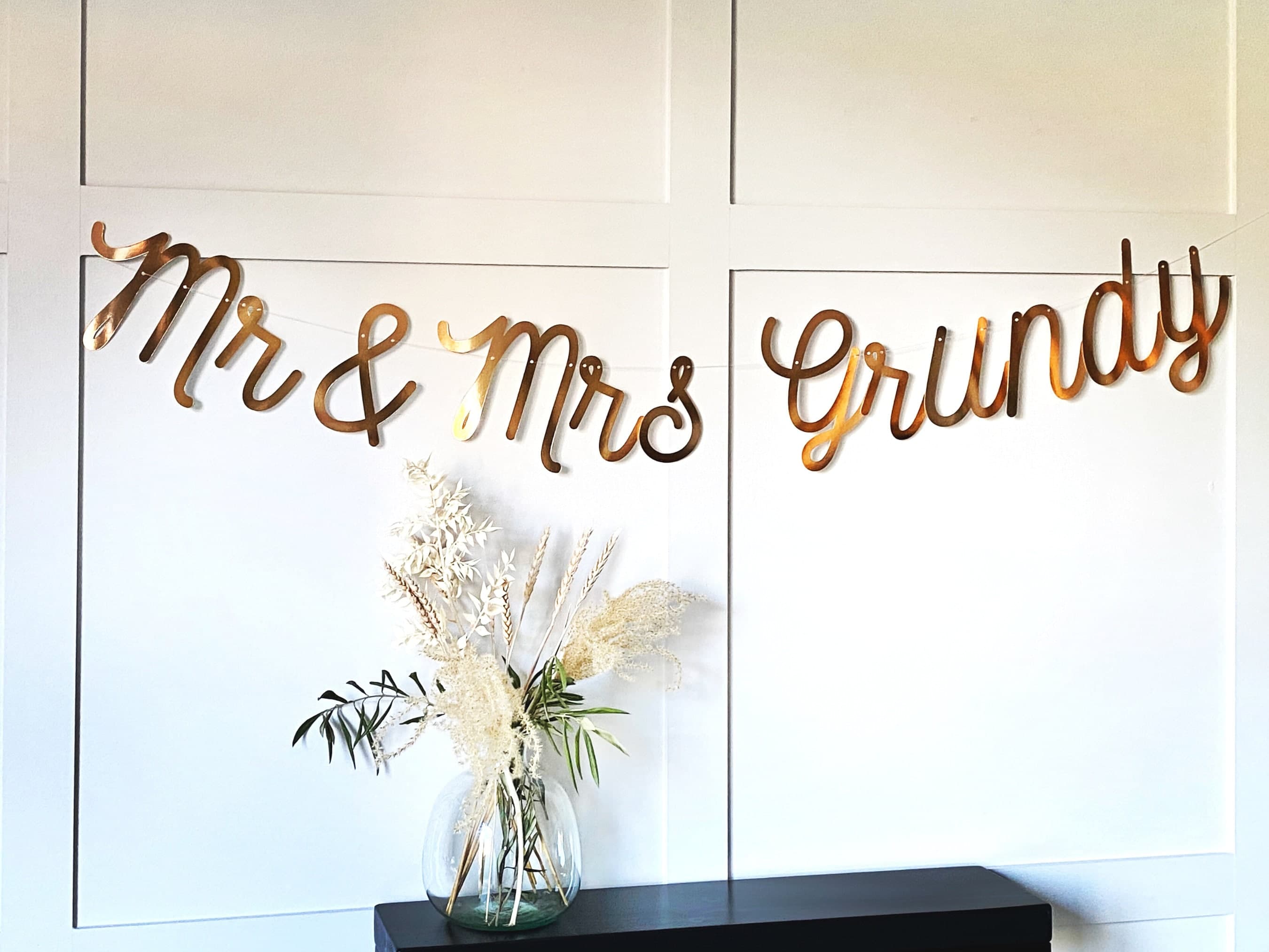 Mr & Mrs Personalised Rose Gold Banner, Personalised Gold Mr and Mrs Bunting, Wedding Decor, Mr and Mrs - image 3