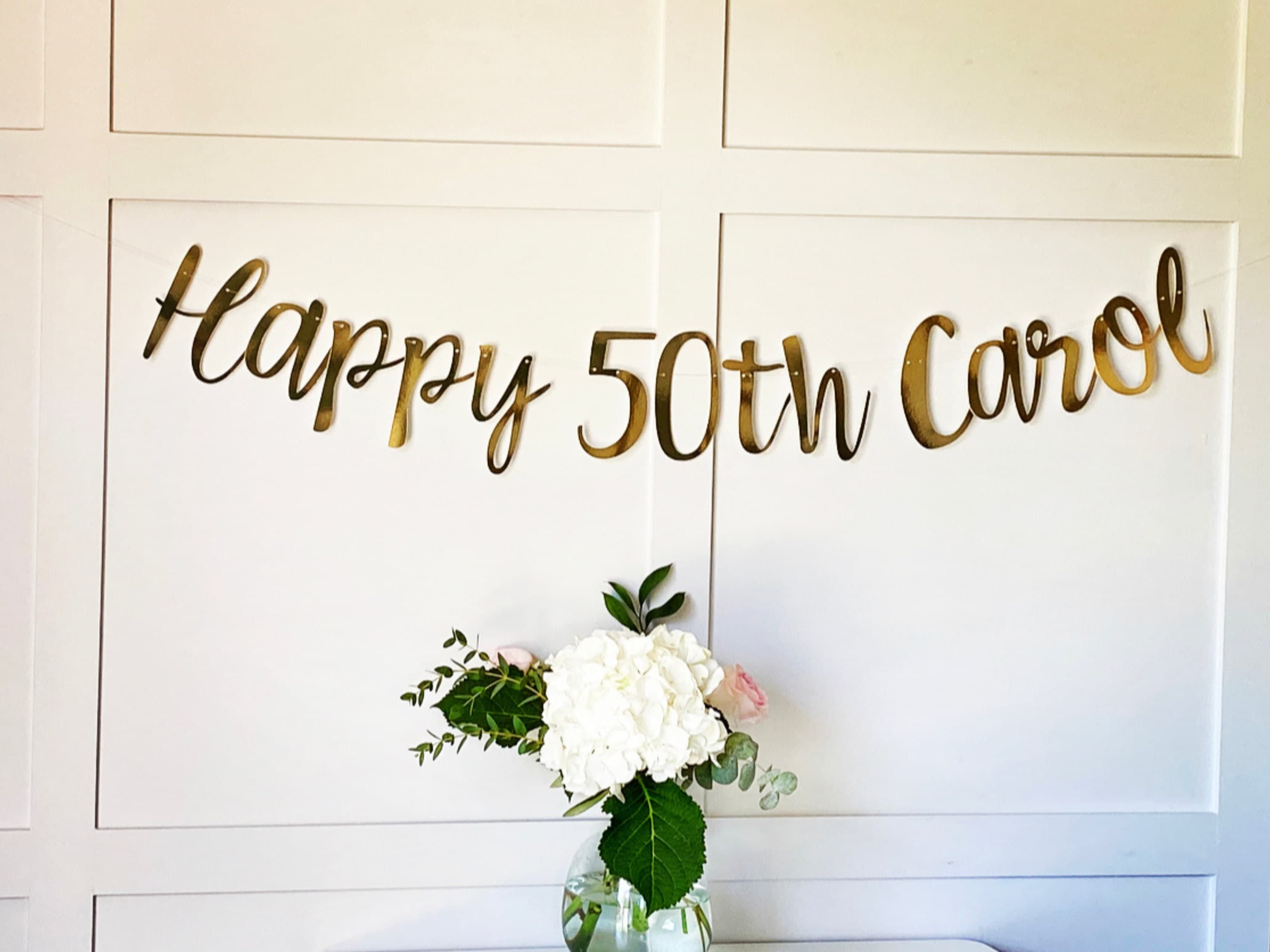 Gold Personalised (any age/colour) 70th Birthday Banner, Turning 70 Banner, 70th Birthday Bunting, Gold Banner, Backdrop Sign, Birthday Sign - image 3