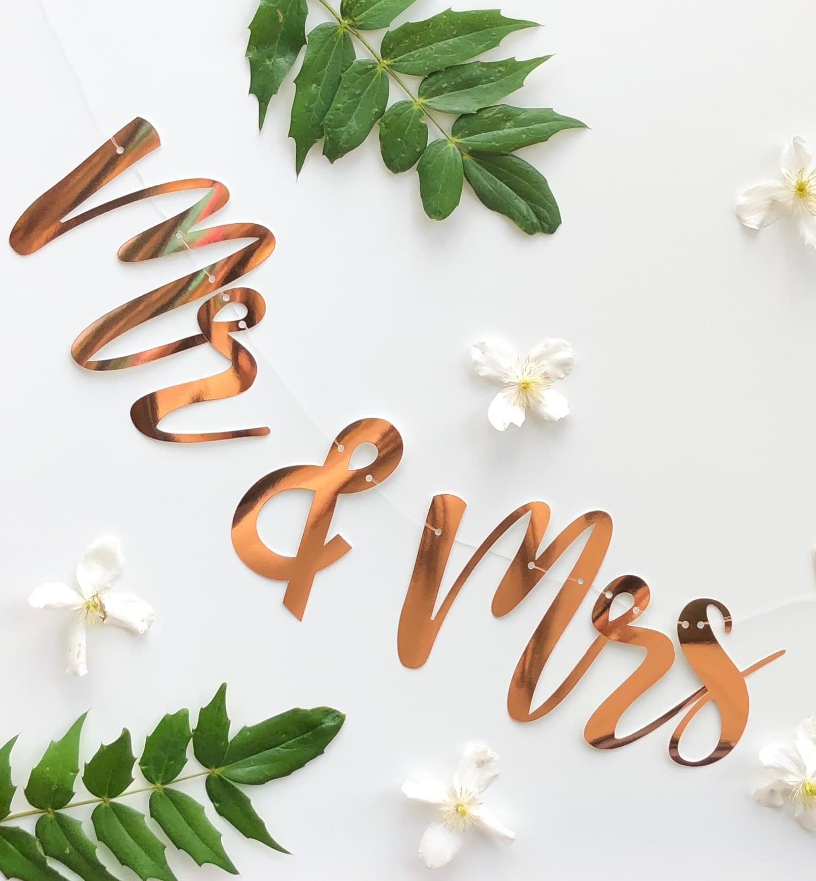 Personalized Mr & Mrs Rose Gold Wedding Banner: Metallic Card Decor - image 3