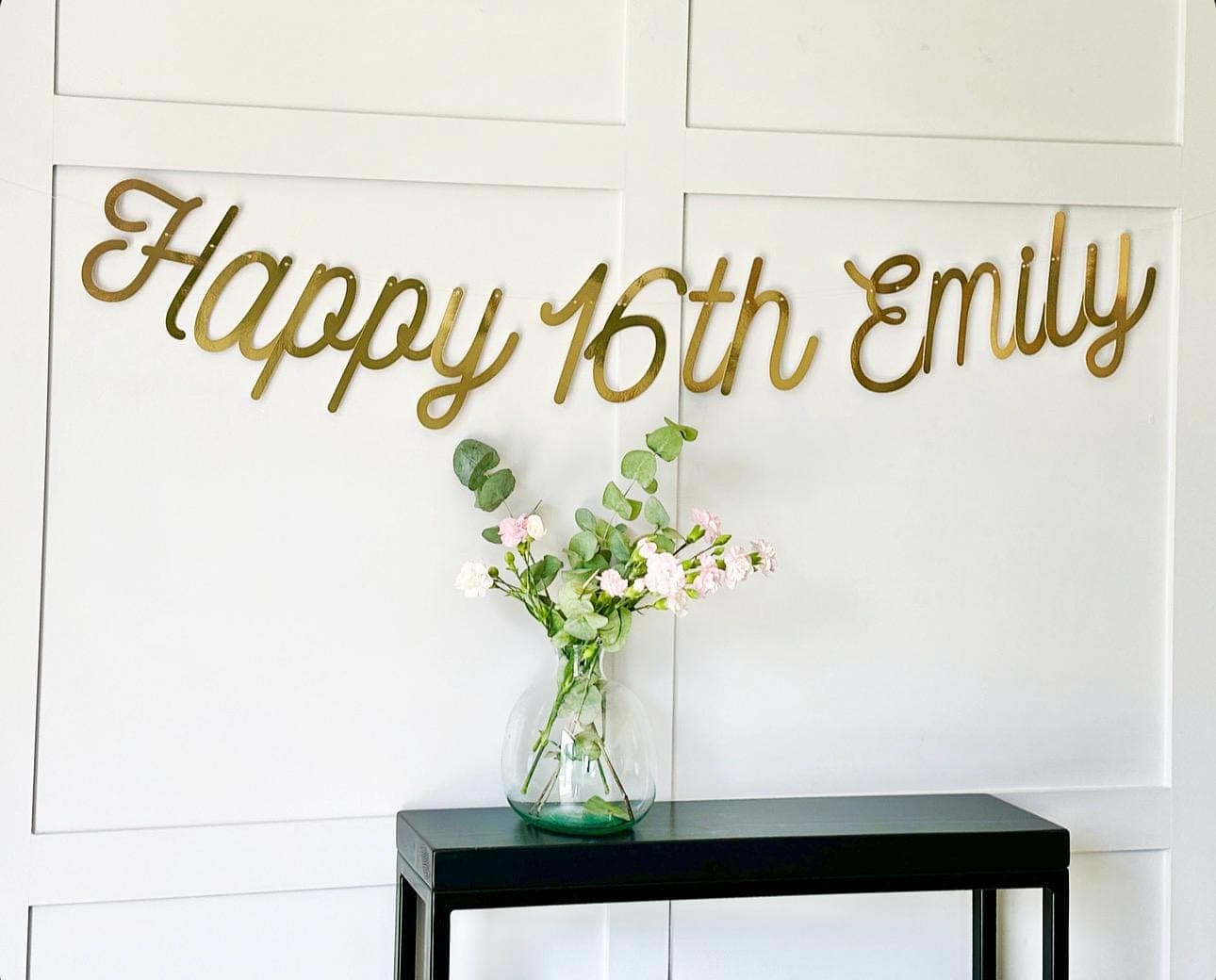 Personalised (any age) Gold 16th Birthday Banner, Turning 16 Sign Backdrop, Sweet 16th Bunting, Custom 16th Birthday Decor, Birthday Sign