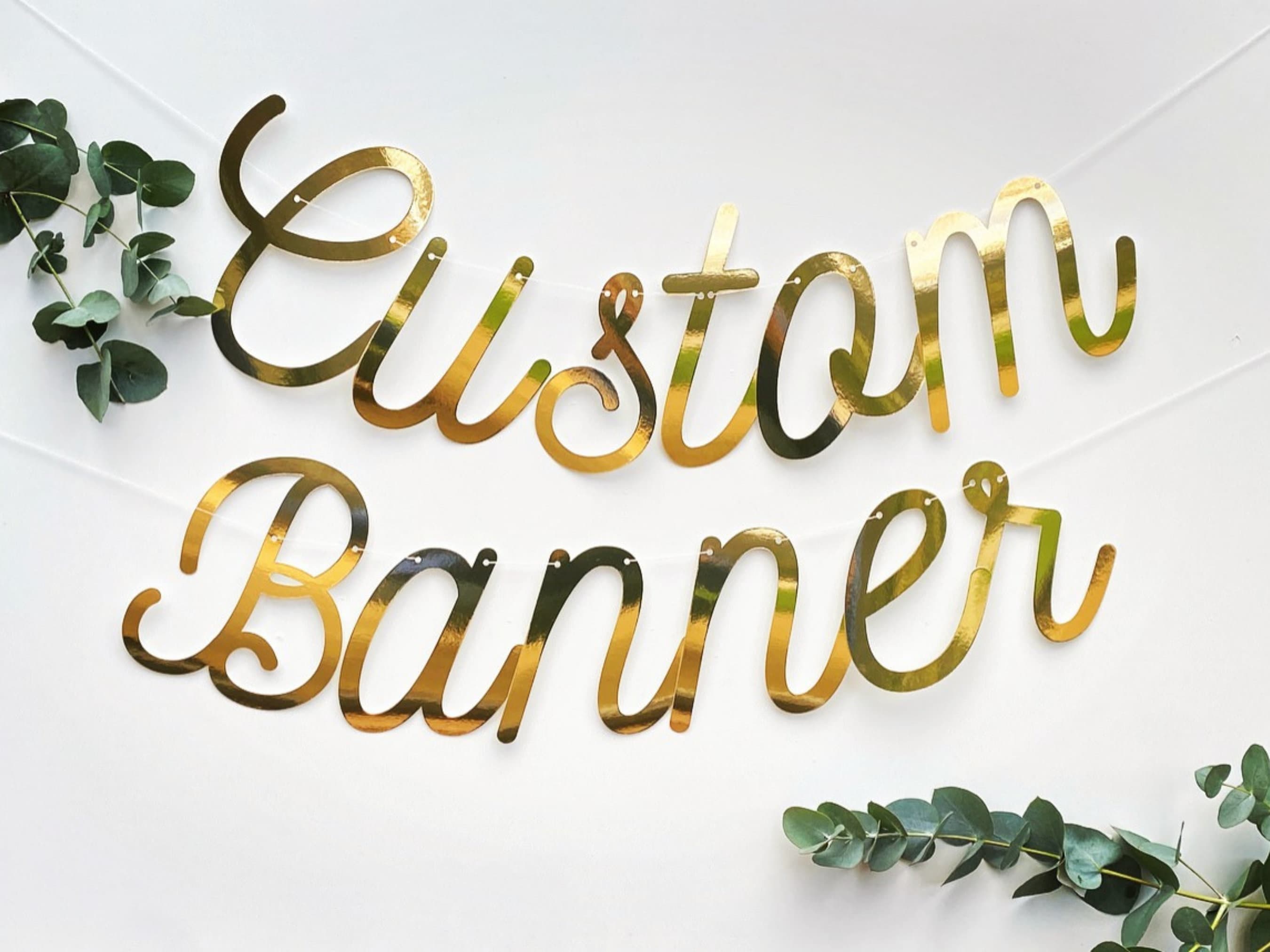 Custom Banner, Gold Custom Banner, Custom Bunting, Birthday Banner, Gold Name Bunting, Backdrop Sign, Personalised Banner, Birthday Decor