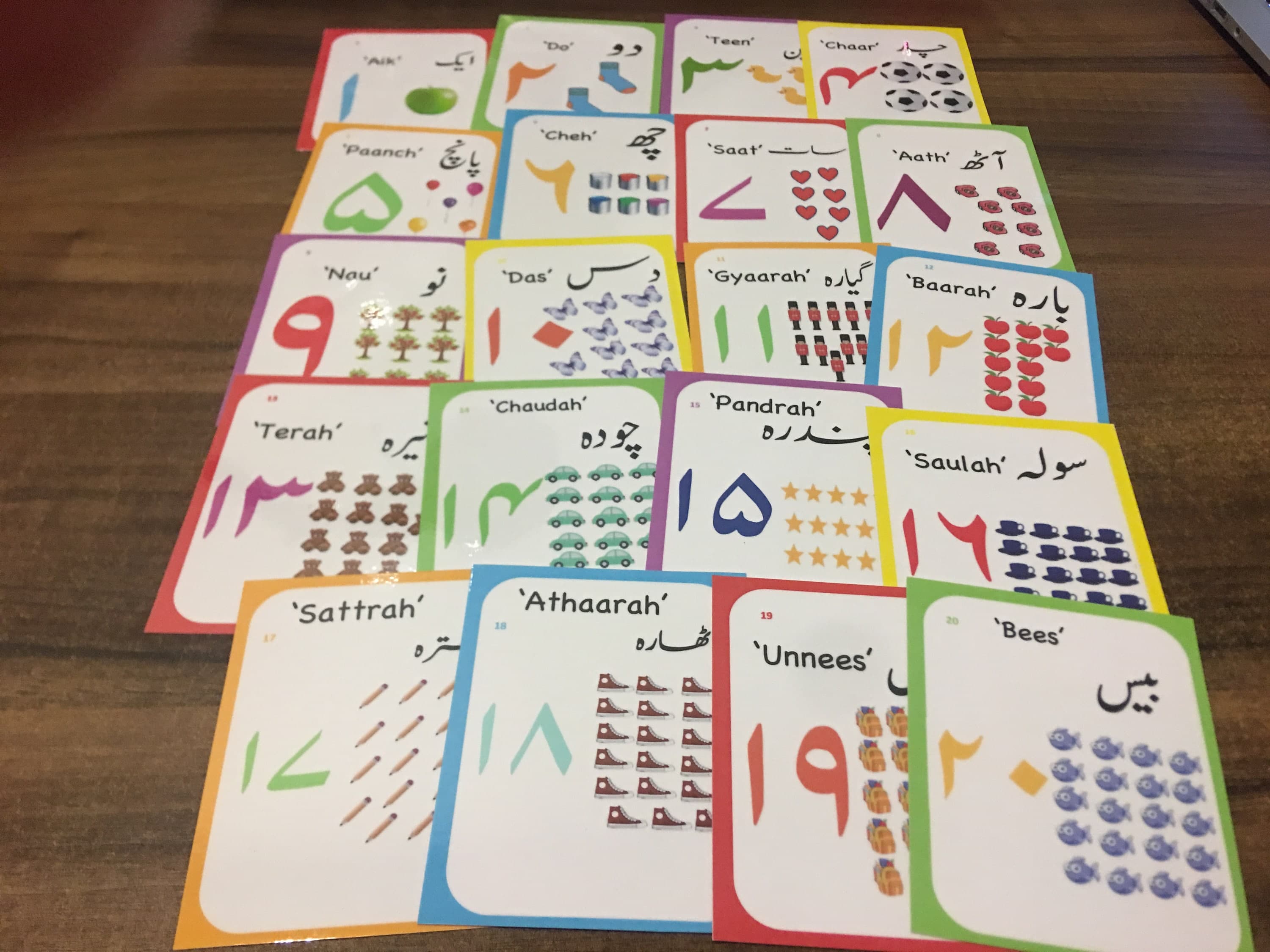 Urdu Numbers 1-10, 1-20 FLASHCARD SET! Urdu language learning.