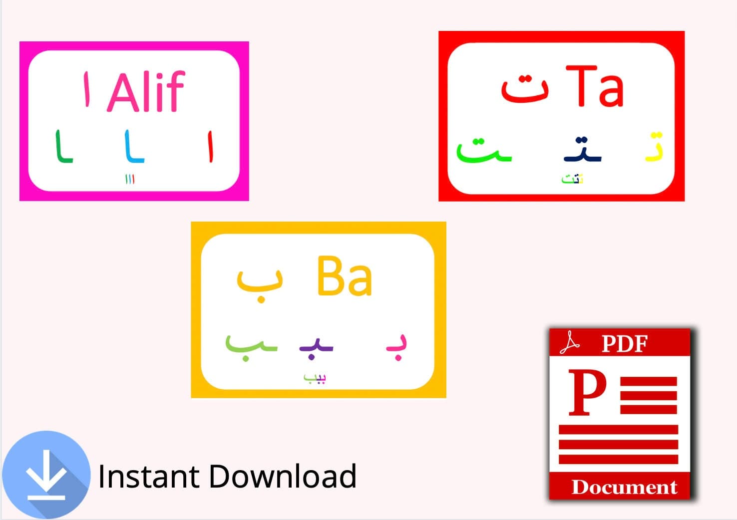 Learn to Read Arabic BUNDLE! Instant download SAVE 10% 4 Packs of Arabic Flashcards; Long Vowels, Short Vowels, Alphabet, Letter formation, - image 5