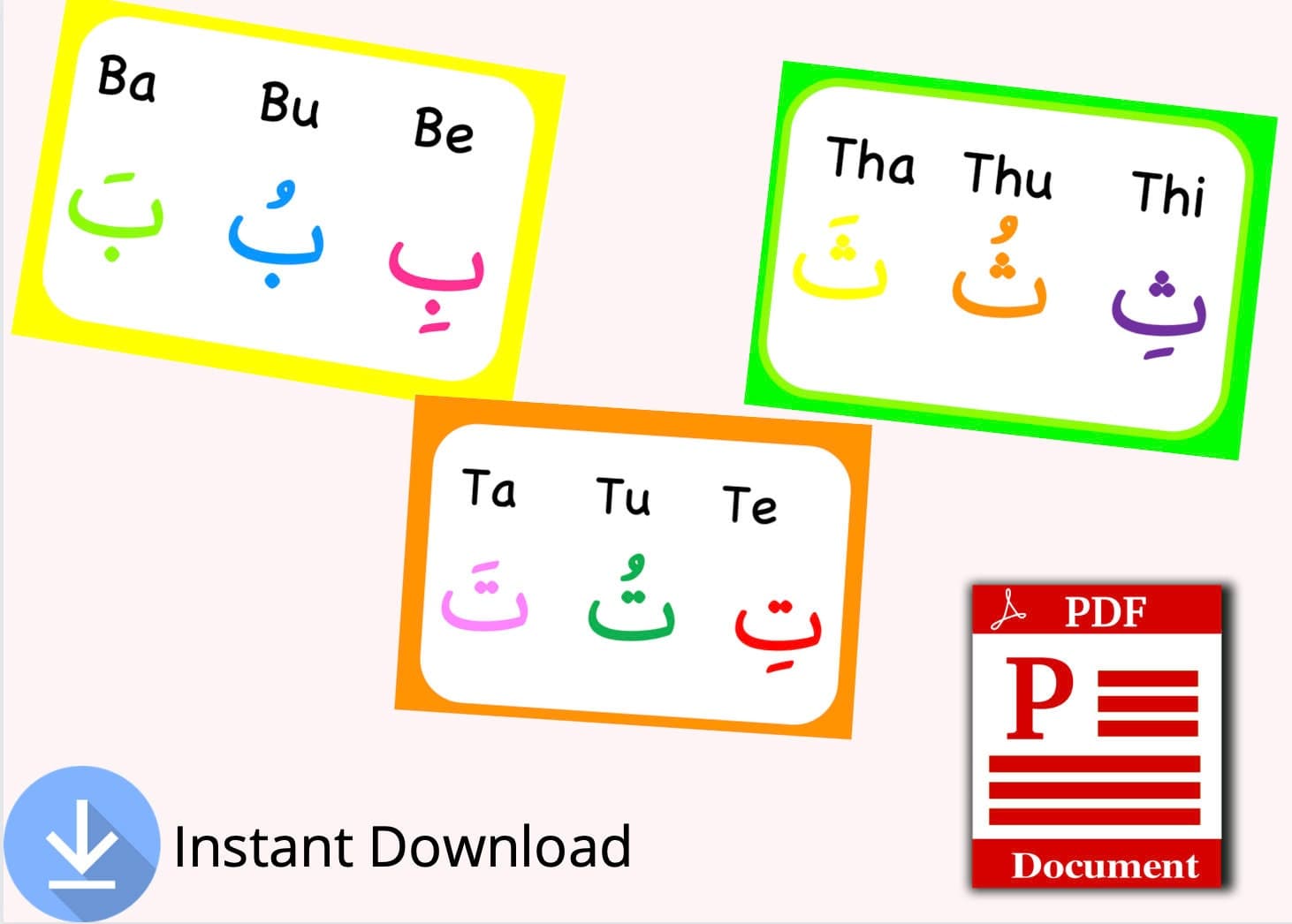 Learn to Read Arabic BUNDLE! Instant download SAVE 10% 4 Packs of Arabic Flashcards; Long Vowels, Short Vowels, Alphabet, Letter formation, - image 3