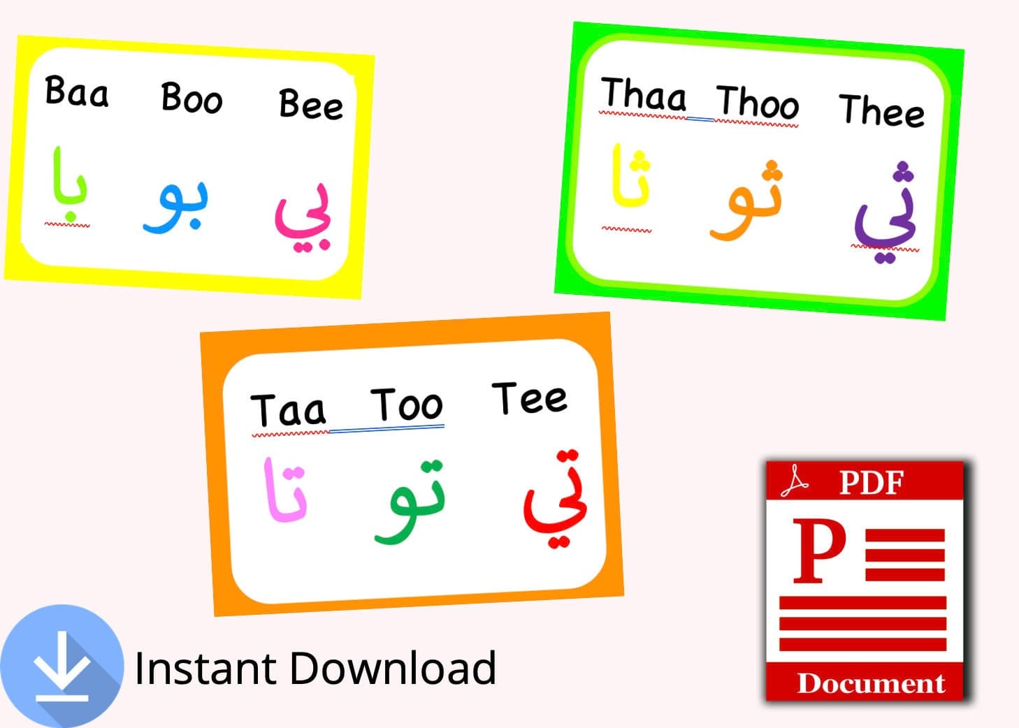 Learn to Read Arabic BUNDLE! Instant download SAVE 10% 4 Packs of Arabic Flashcards; Long Vowels, Short Vowels, Alphabet, Letter formation, - image 4