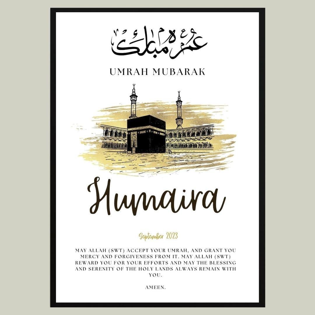 A4 Personalised Umrah Frame, Umrah Mubarak, Umrah Print, Umrah Gift, Umrah frame, Umrah Duas, Islamic Gift, Eid Gift, Umrah Essentials Gift