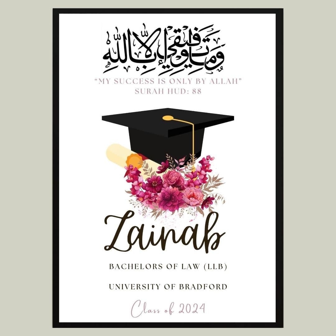 A4 Personalised Islamic Graduation Frame, Islamic Graduation Gift, Muslim Graduation Gift, Islamic Gifts, Islamic Frames, Graduation Print