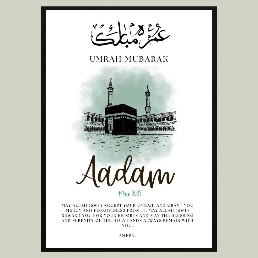 A4 Personalised Umrah Frame, Umrah Mubarak, Umrah Print, Umrah Gift, Umrah frame, Umrah Duas, Islamic Gift, Umrah Essentials, Personalised