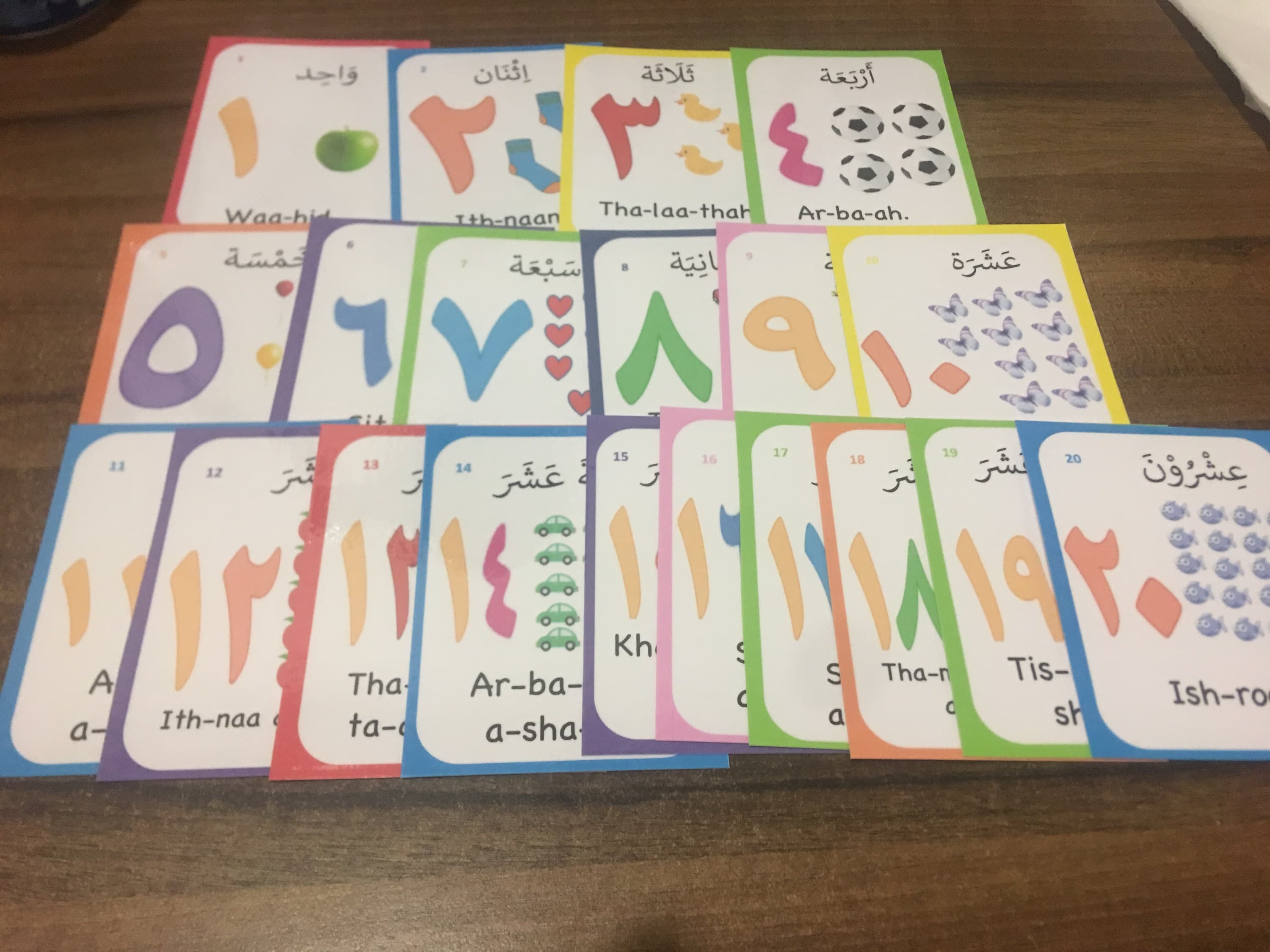Arabic Flashcards Numbers 1-10, 1-20