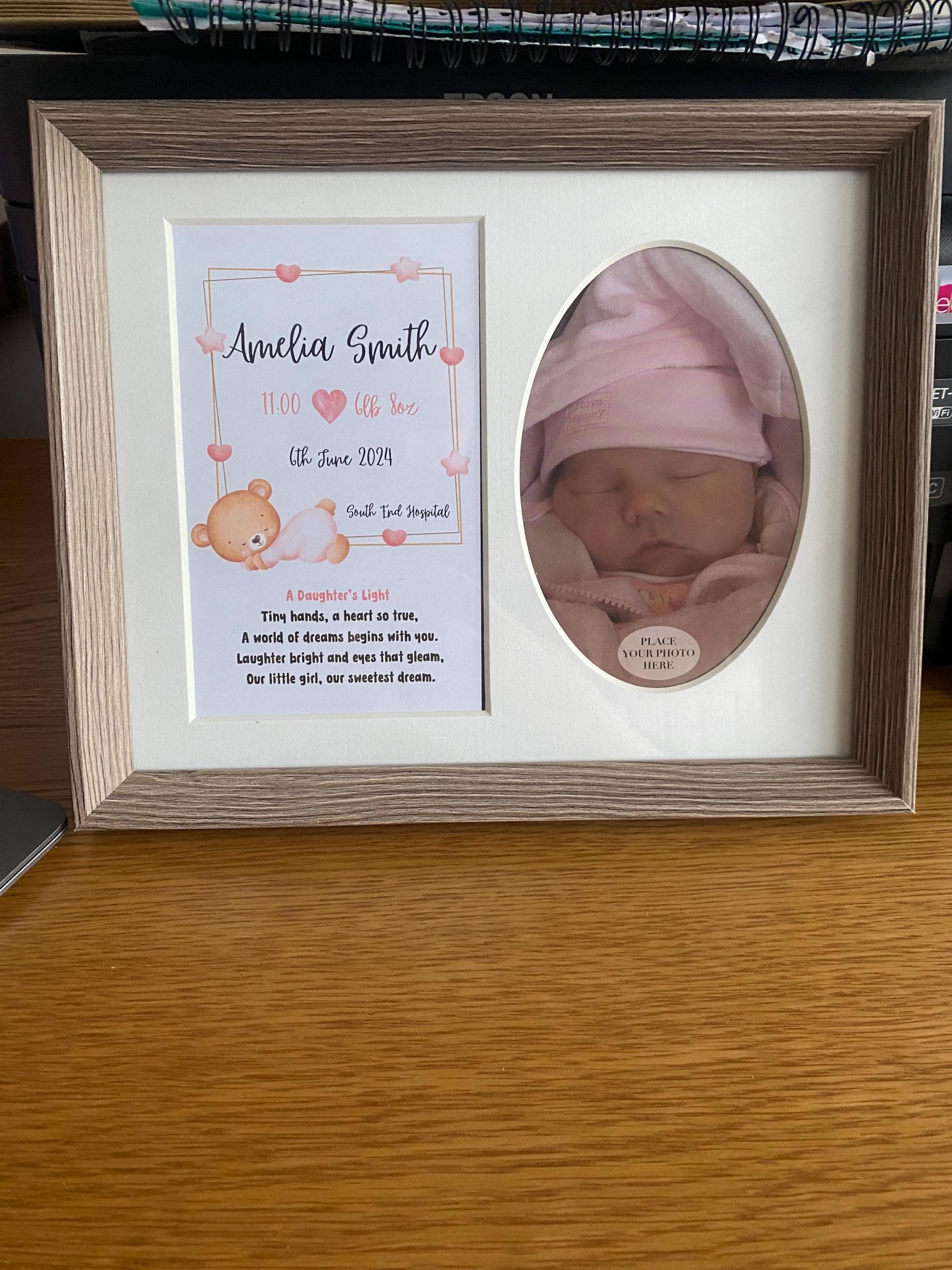 Personalised Baby Girl Print, Baby Frame, Baby Girl Gift, New Baby gift, Gift for baby girl, new parent gift, Keepsake, Personalised Gift,