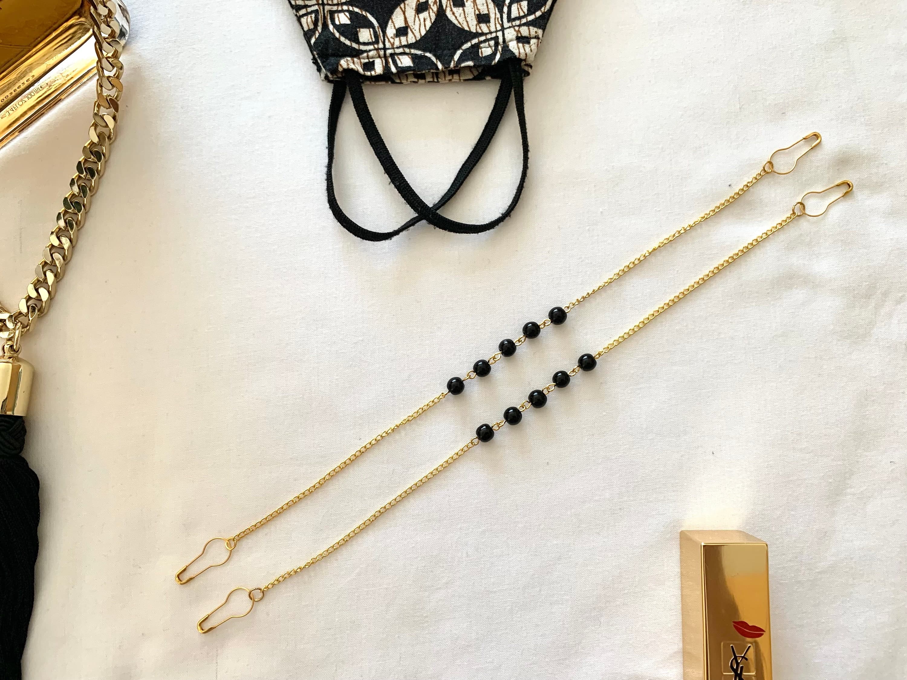 Handmade Beaded Hijab Mask Chain: Pearl & Miyuki Bead Extender - image 3
