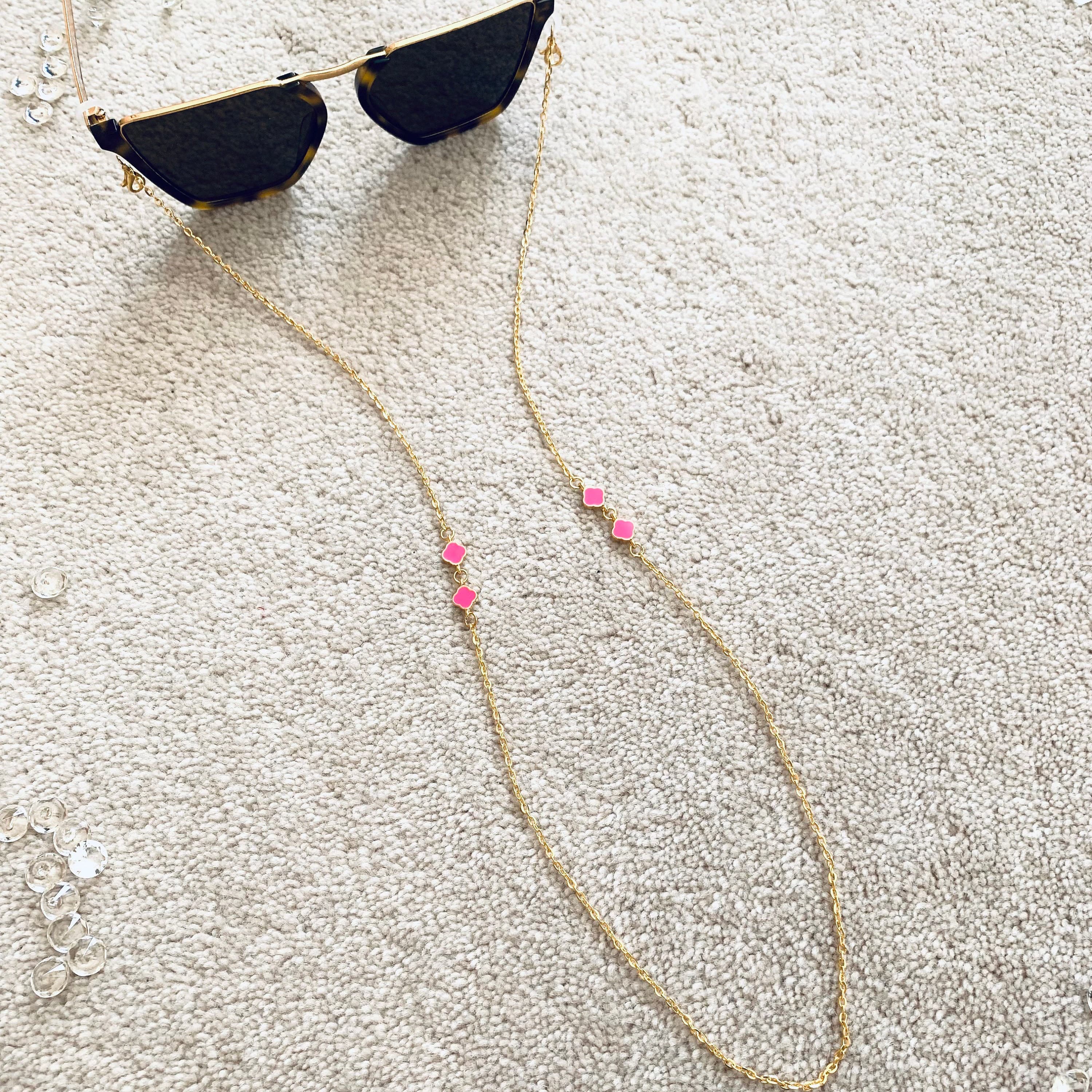 Gold Pink Clover Glasses Chain: Lucky Eyeglass Lanyard - image 4