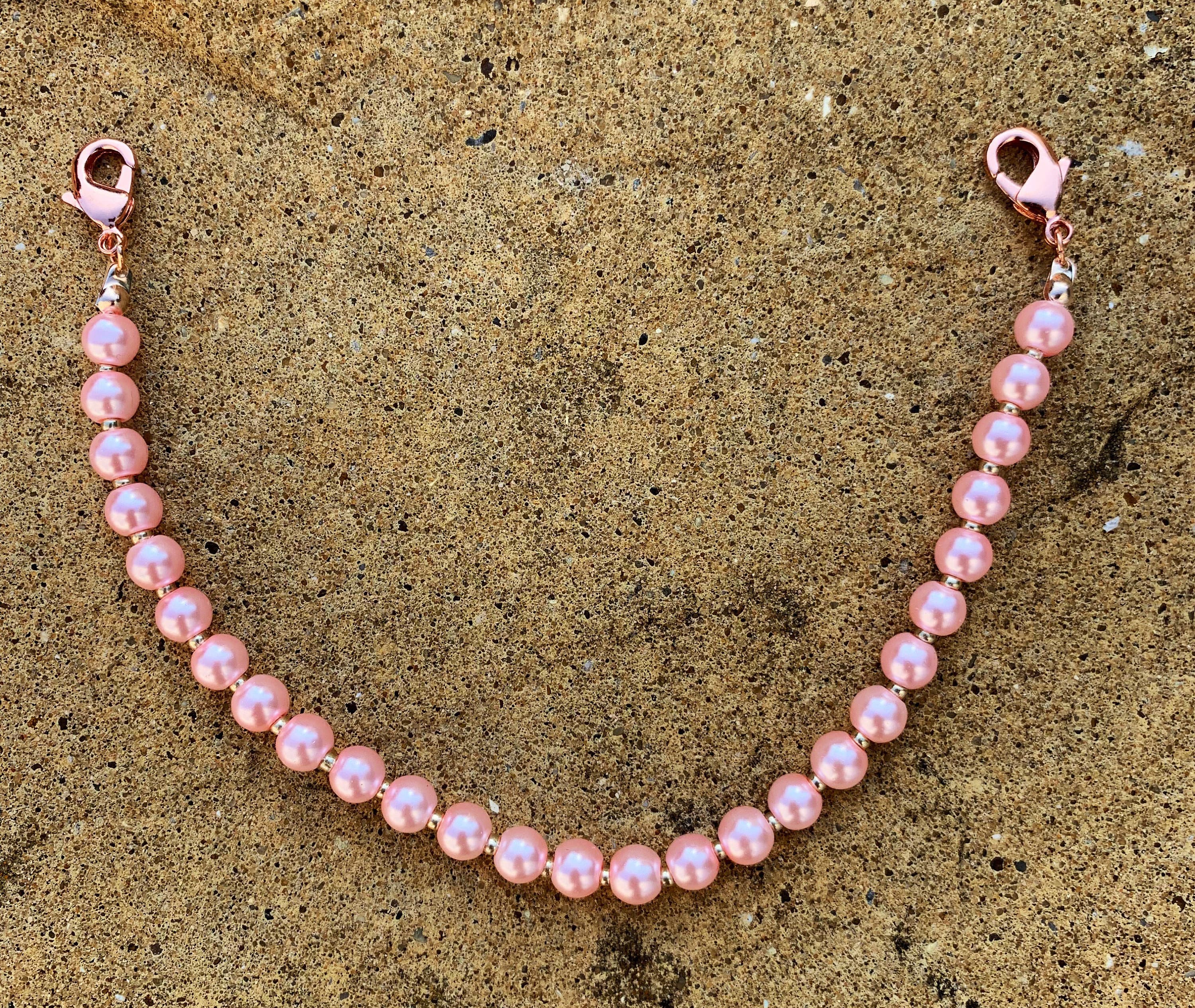Handmade Pink Bead Hijab Mask Chain: Rose Gold Ear Saver