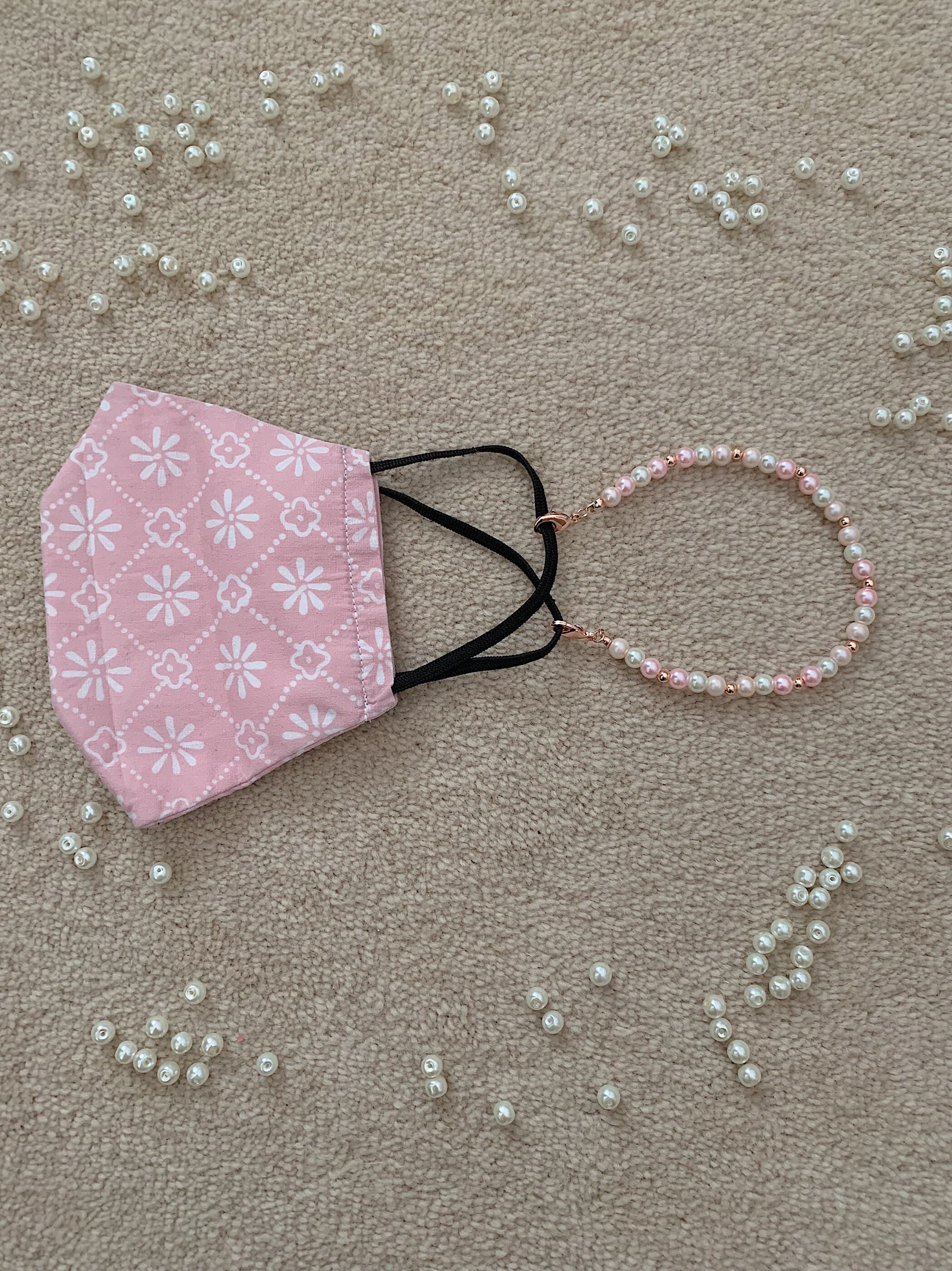 Handmade Rose Pink Beaded Hijab Mask Chain: Ear Saver - image 3
