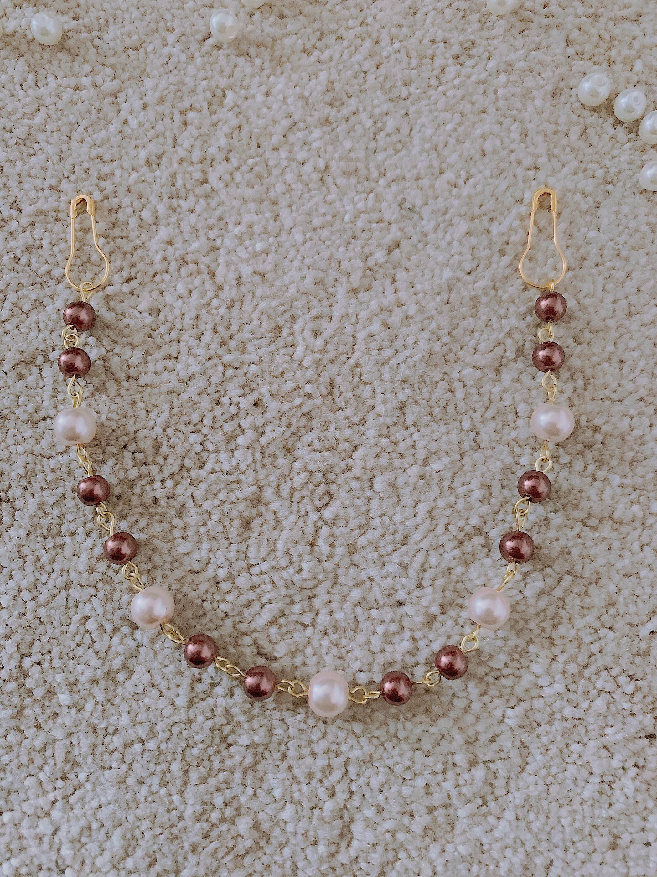 Handmade Beaded Hijab Mask Lanyard: Pearl & Miyuki Bead Chain