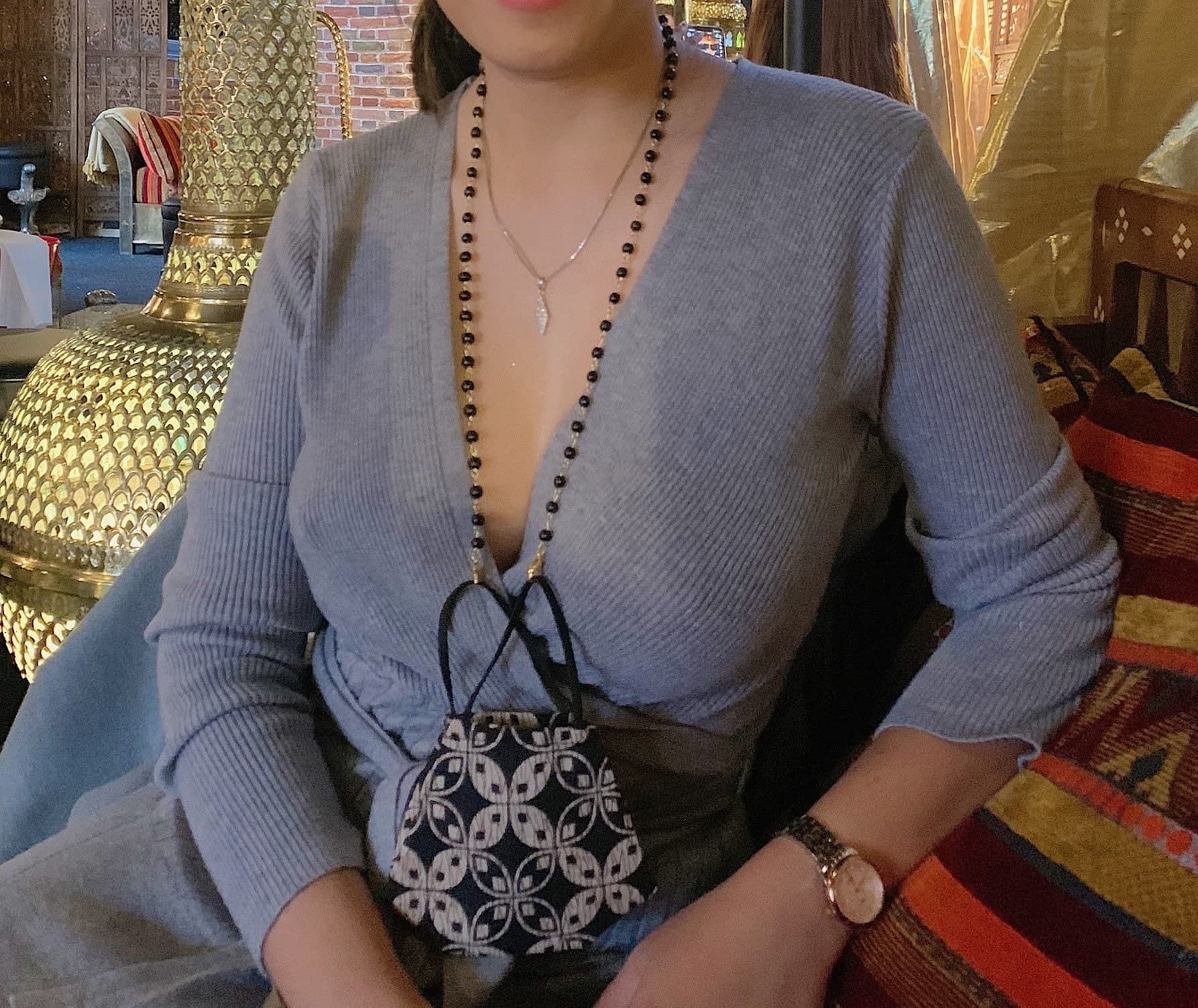 Handmade Black Bead Face Mask Lanyard: Glasses Chain
