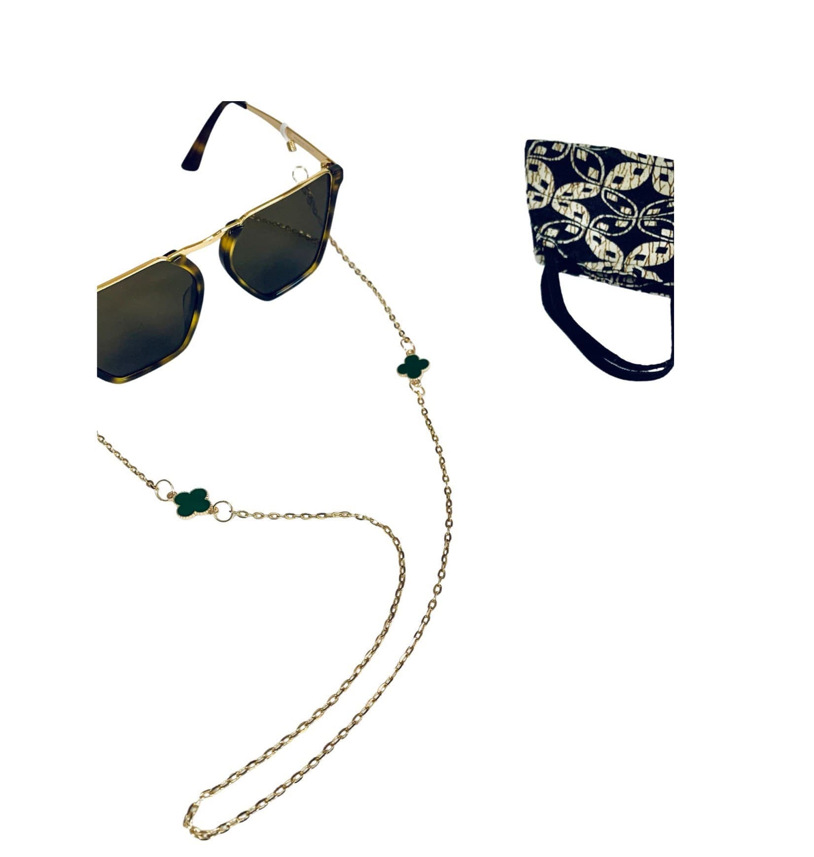 Green Clover Glasses Chain: Lucky Sunglasses Lanyard, Mask Holder - image 3