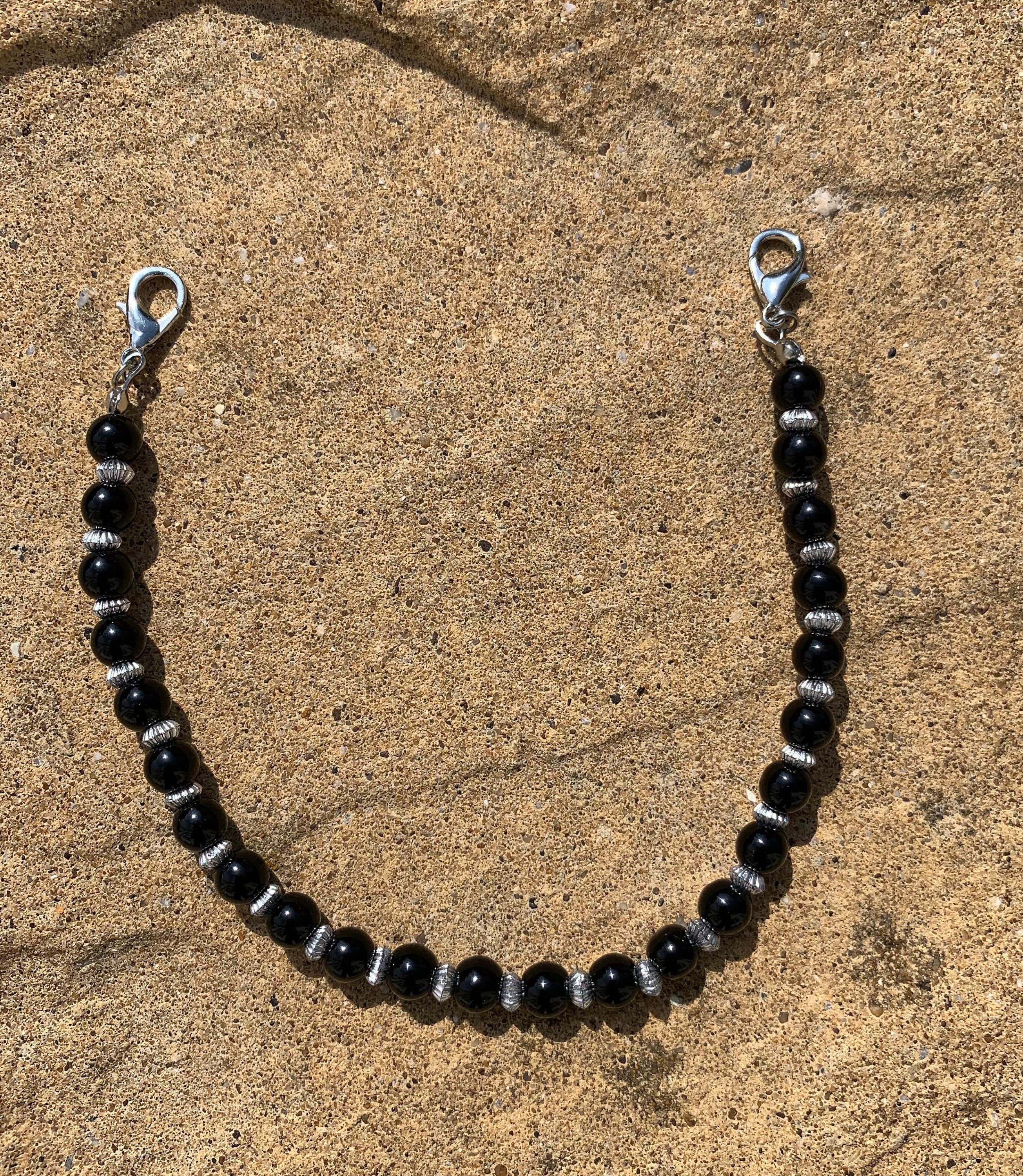 Handmade Black Beaded Hijab Mask Chain: Ear Saver Lanyard