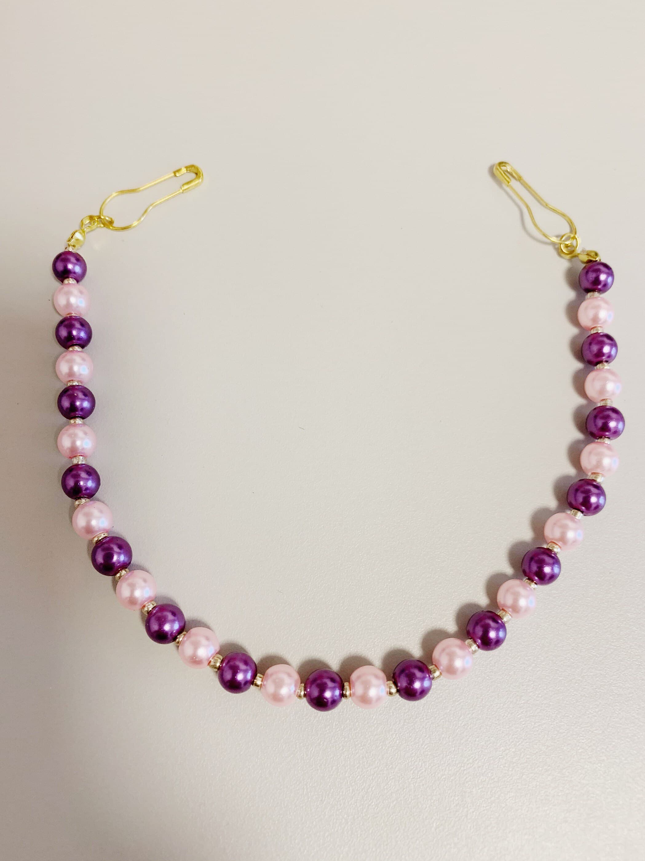 Handmade Beaded Hijab Mask Lanyard: Purple Pink Ear Saver